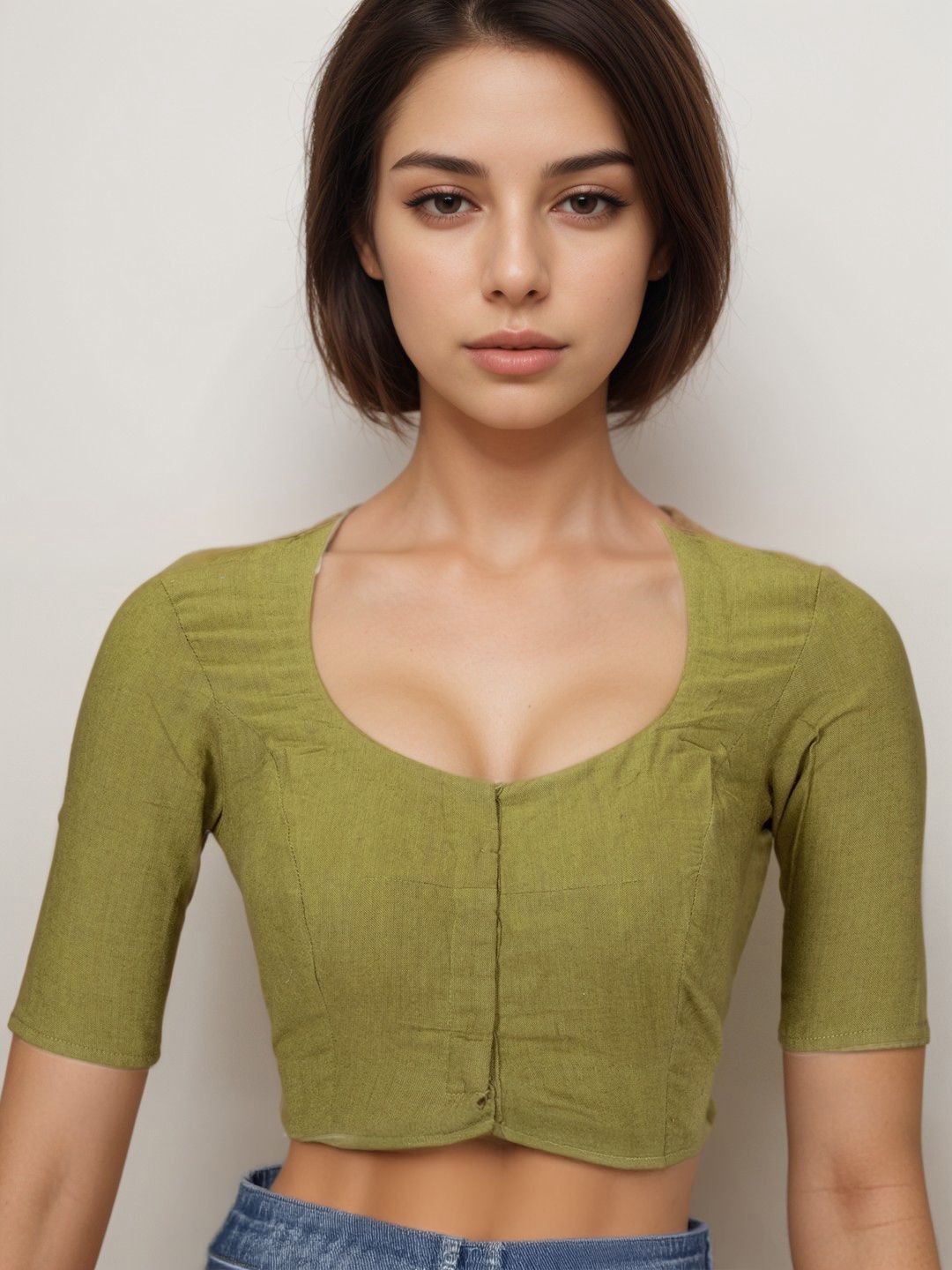 

Avishya Women Cotton Round Neck Saree Blouse, Green