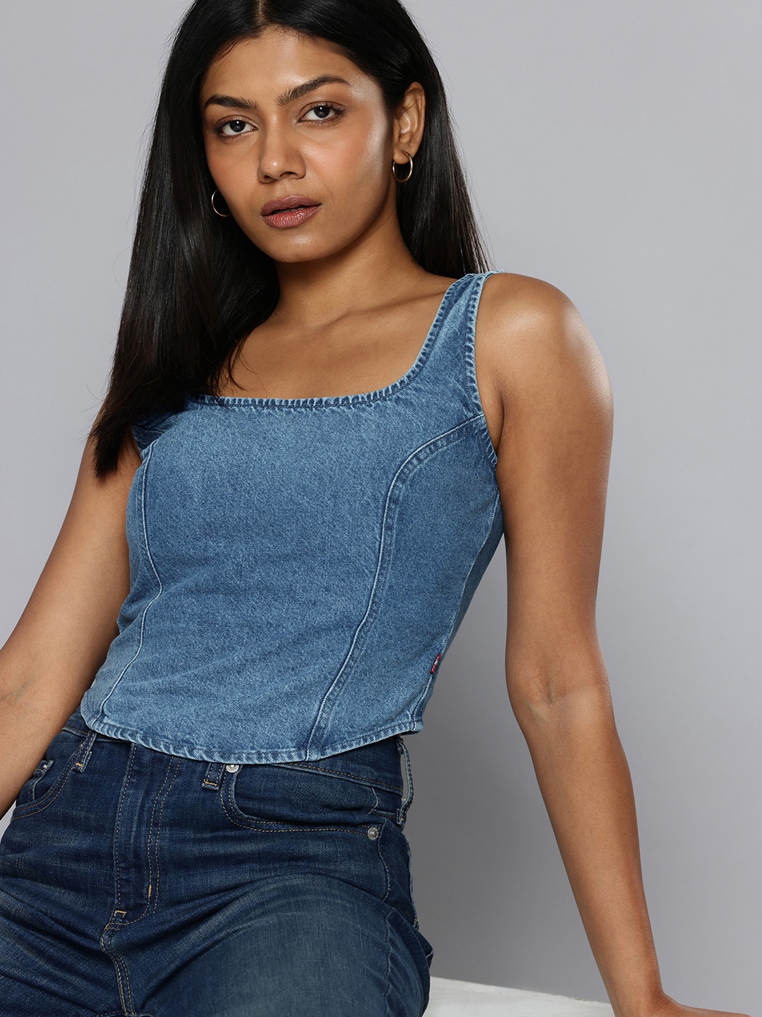 

Levis Pure Cotton Denim Crop Top, Blue