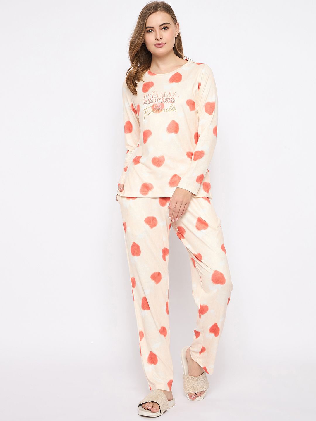 

MADAME M SECRET Women Printed Night suit, Orange