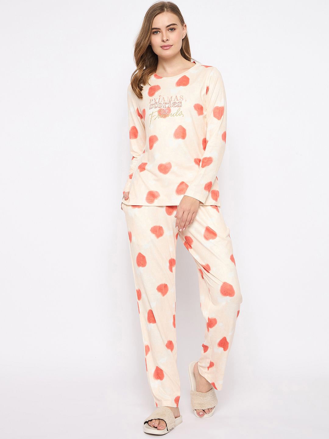 

MADAME M SECRET Women Conversational Printed Night suit, Orange