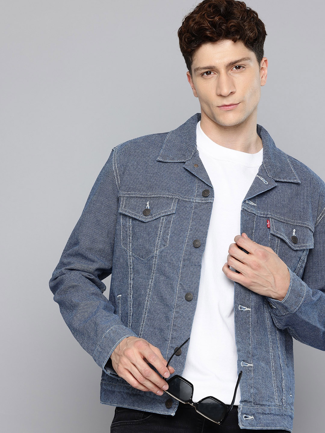

Levis Pure Cotton Self-Design Denim Jacket, Blue