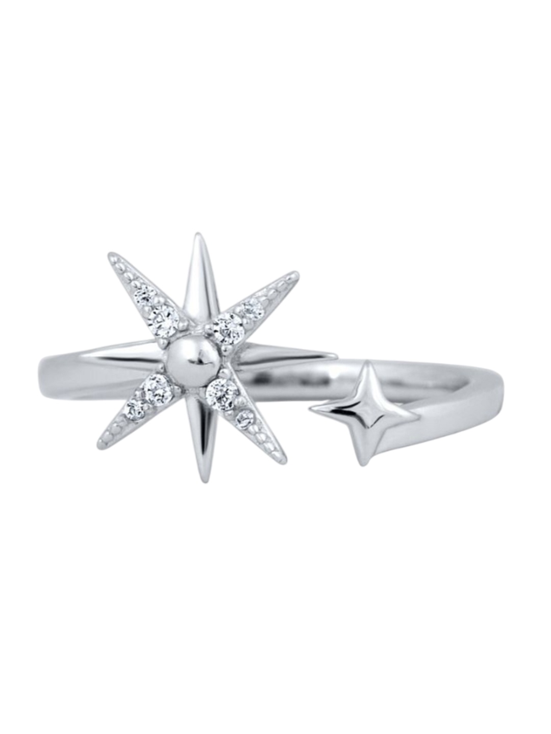 

GLYTERS 92.5 Sterling Silver Stone-Studded Twinkling Star Wrap Finger Ring