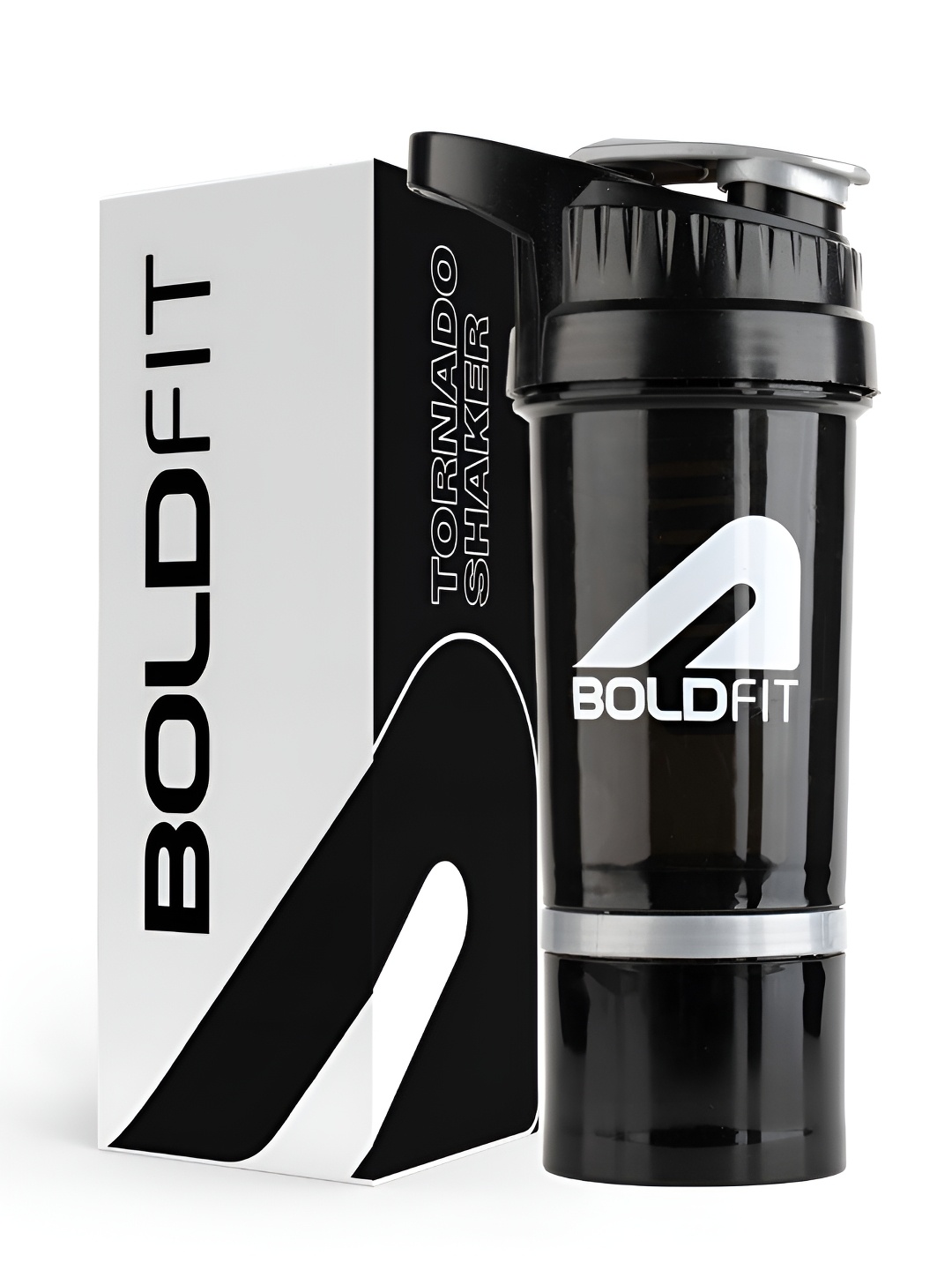 

BOLDFIT Black & White Single Plastic Printed Water Bottle 500ml