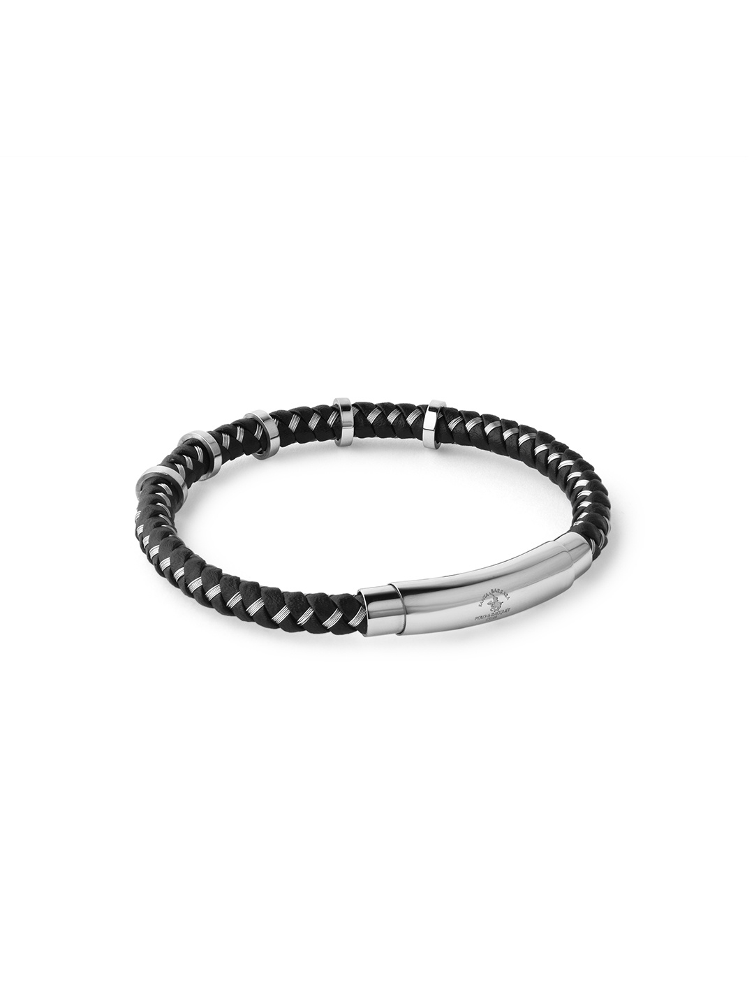 

SANTA BARBARA POLO & RACQUET CLUB Men Stainless Steel Wraparound Bracelet, Black