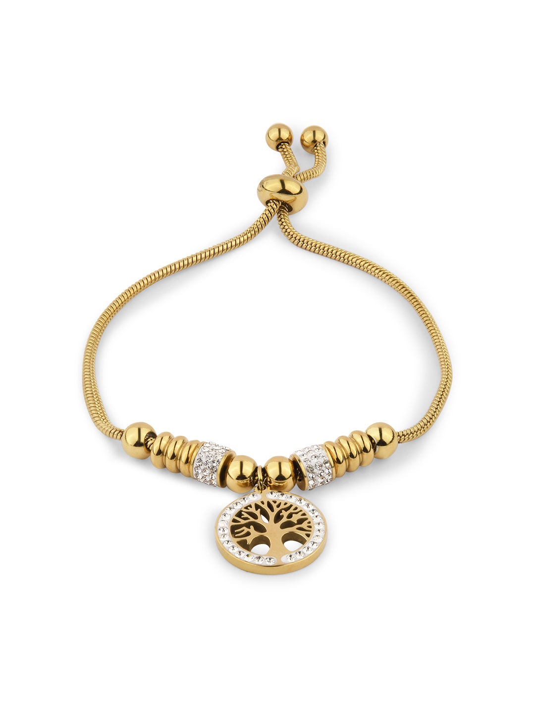 

SANTA BARBARA POLO & RACQUET CLUB Gold-Plated Stainless Steel Stones Wraparound Bracelet