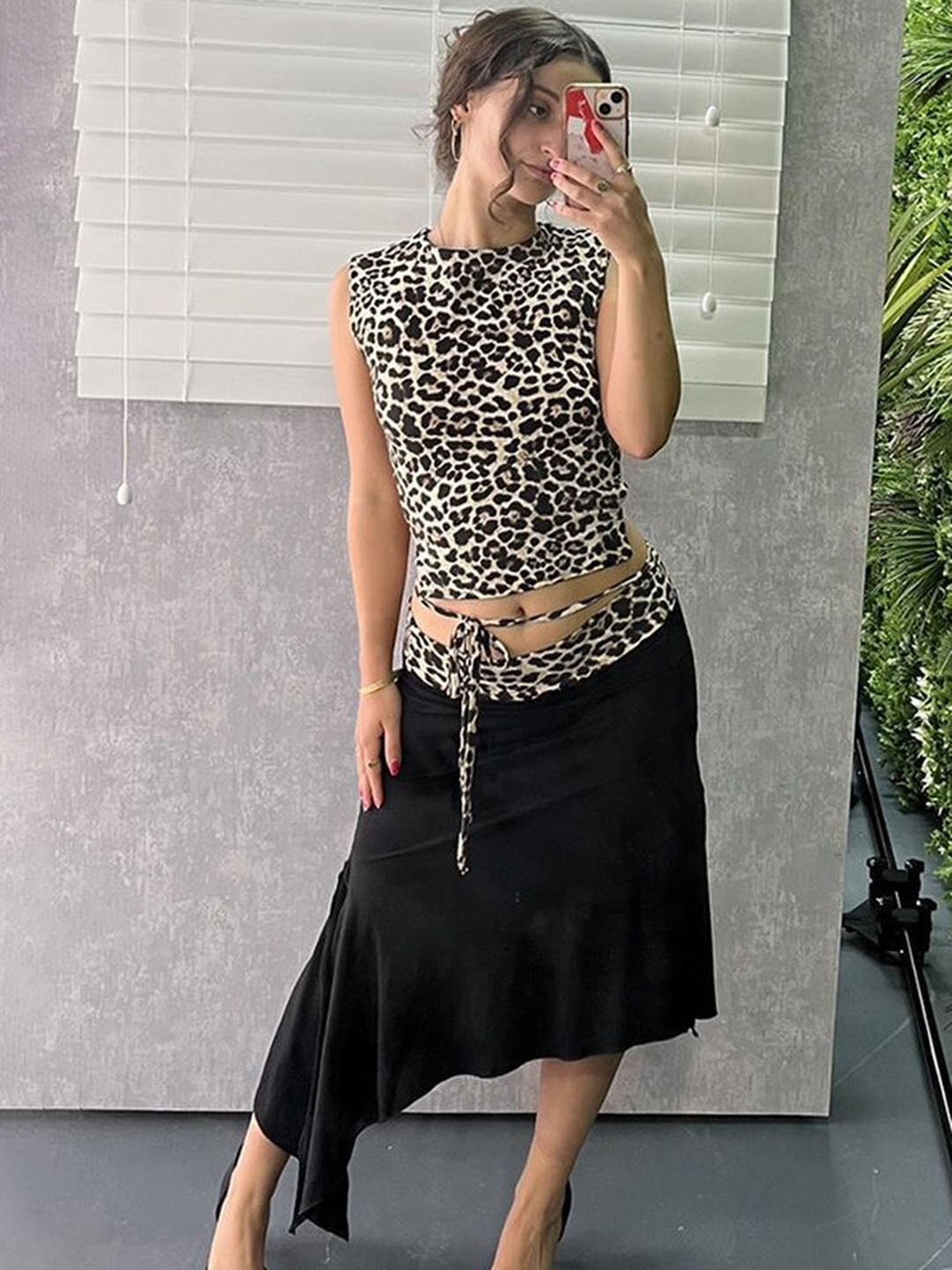 

LULU & SKY Printed Sleeveless Top With Skirt, Black