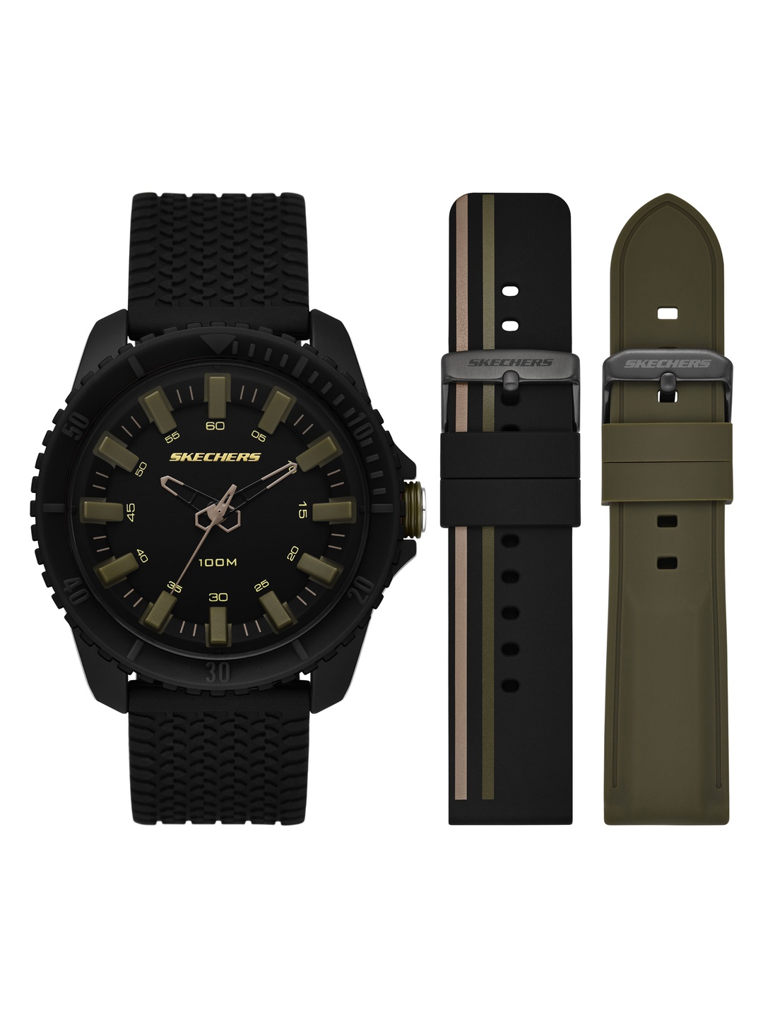 

Skechers Men Dial & Straps Analogue Watch with Additional Straps SR9103, Black