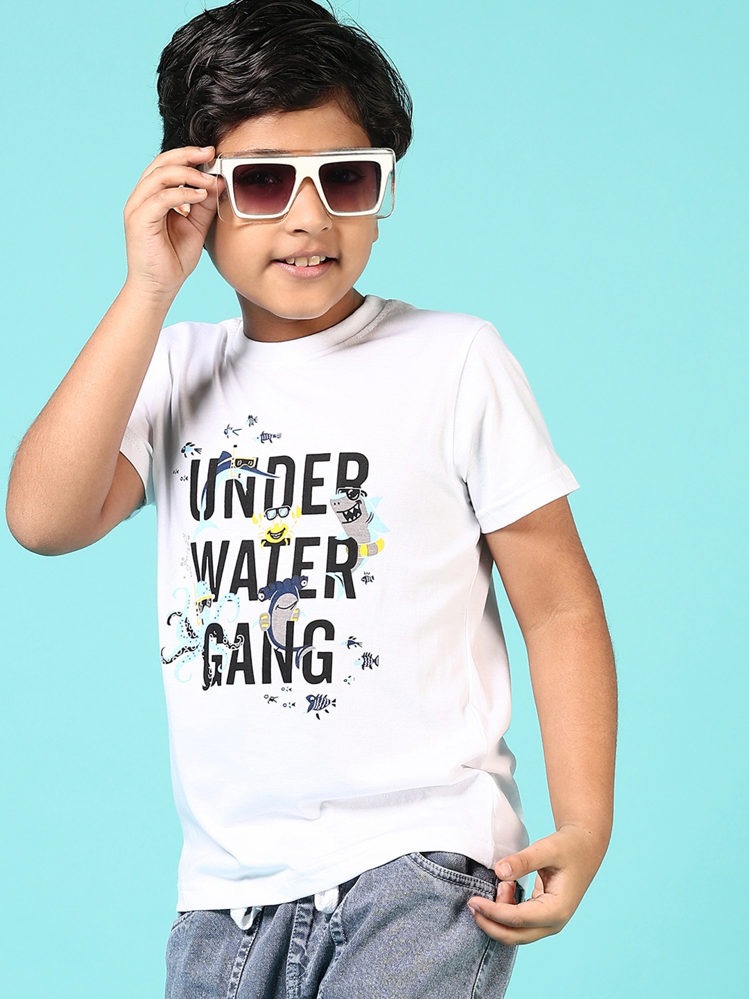 

V-Mart Boys Typography Printed Round Neck Cotton T-shirt, White