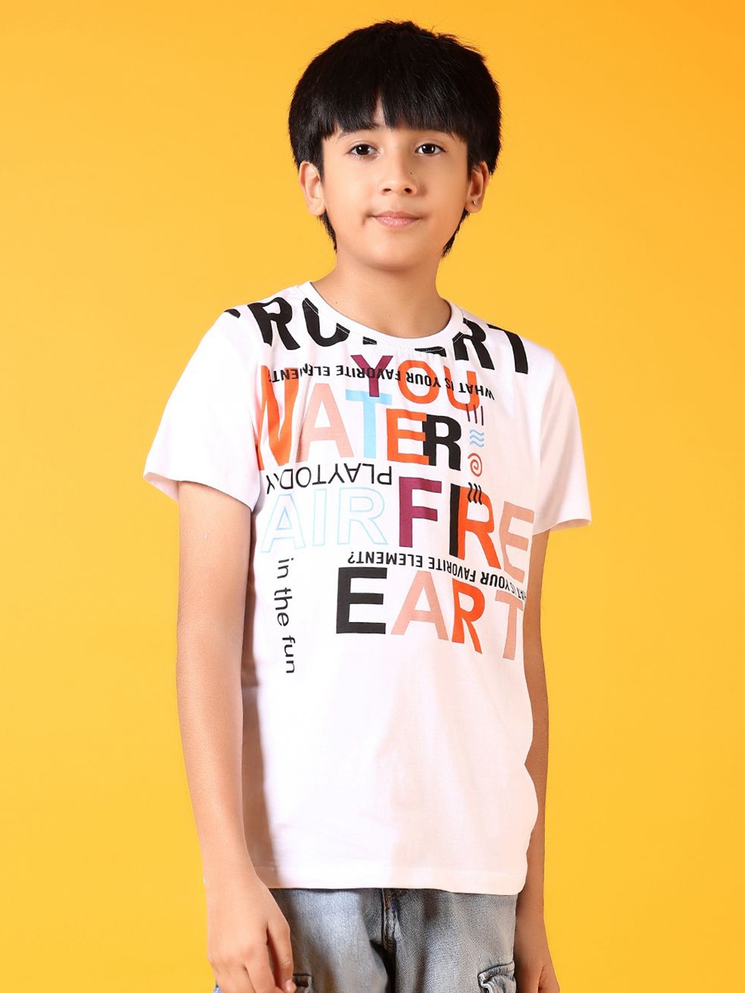 

V-Mart Boys Typography Printed Round Neck Cotton T-shirt, White