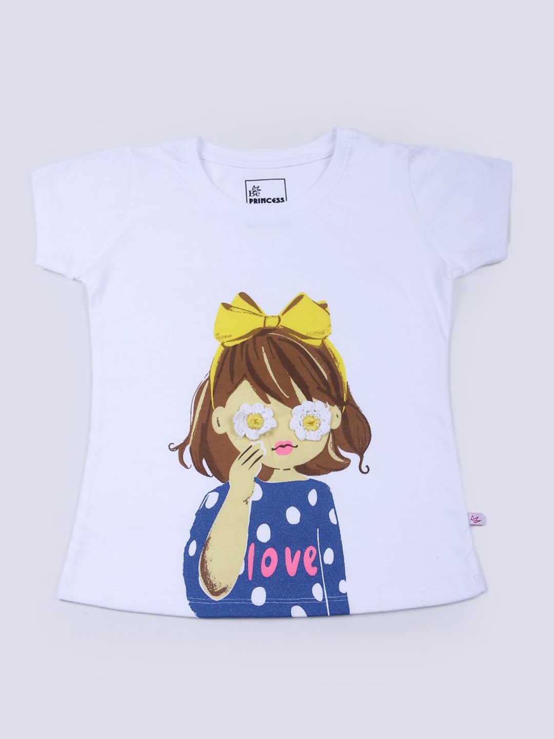 

V-Mart Girls Graphic Printed Round Neck Cotton Casual T-shirt, White