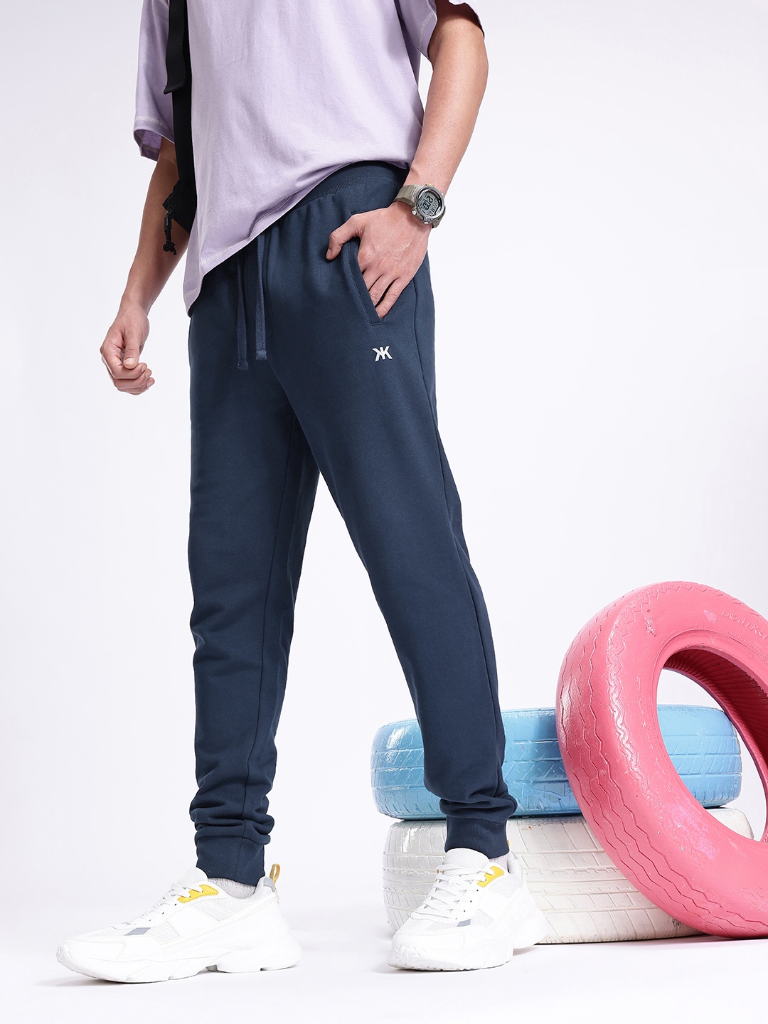 

Kook N Keech Men Pure Cotton Joggers, Navy blue