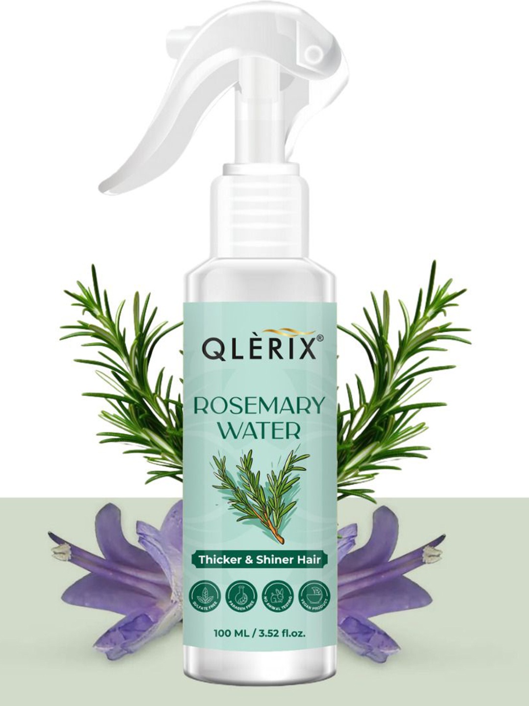 

QLERIX Rosemary Water Spray For Thicker- Shiner & Stronger Hair - 100 ml, Transparent