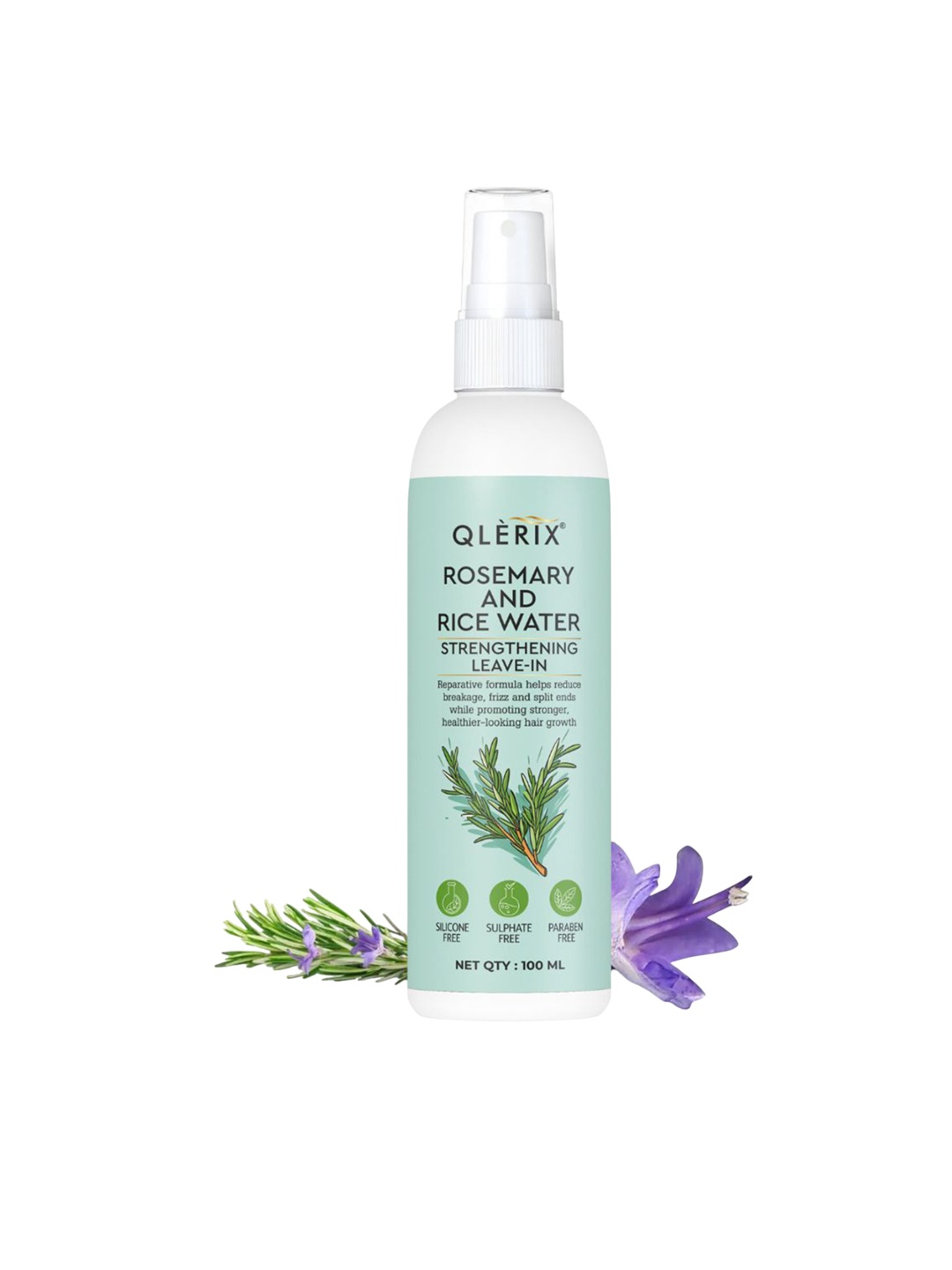 

QLERIX Rosemary & Rice Water Leave-In Spray For Strengthening Hair - 100 ml, Transparent