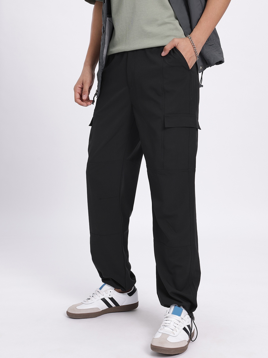 

glitchez Men Comfy Street Relaxed Fit Cargo Style Trouser, Black