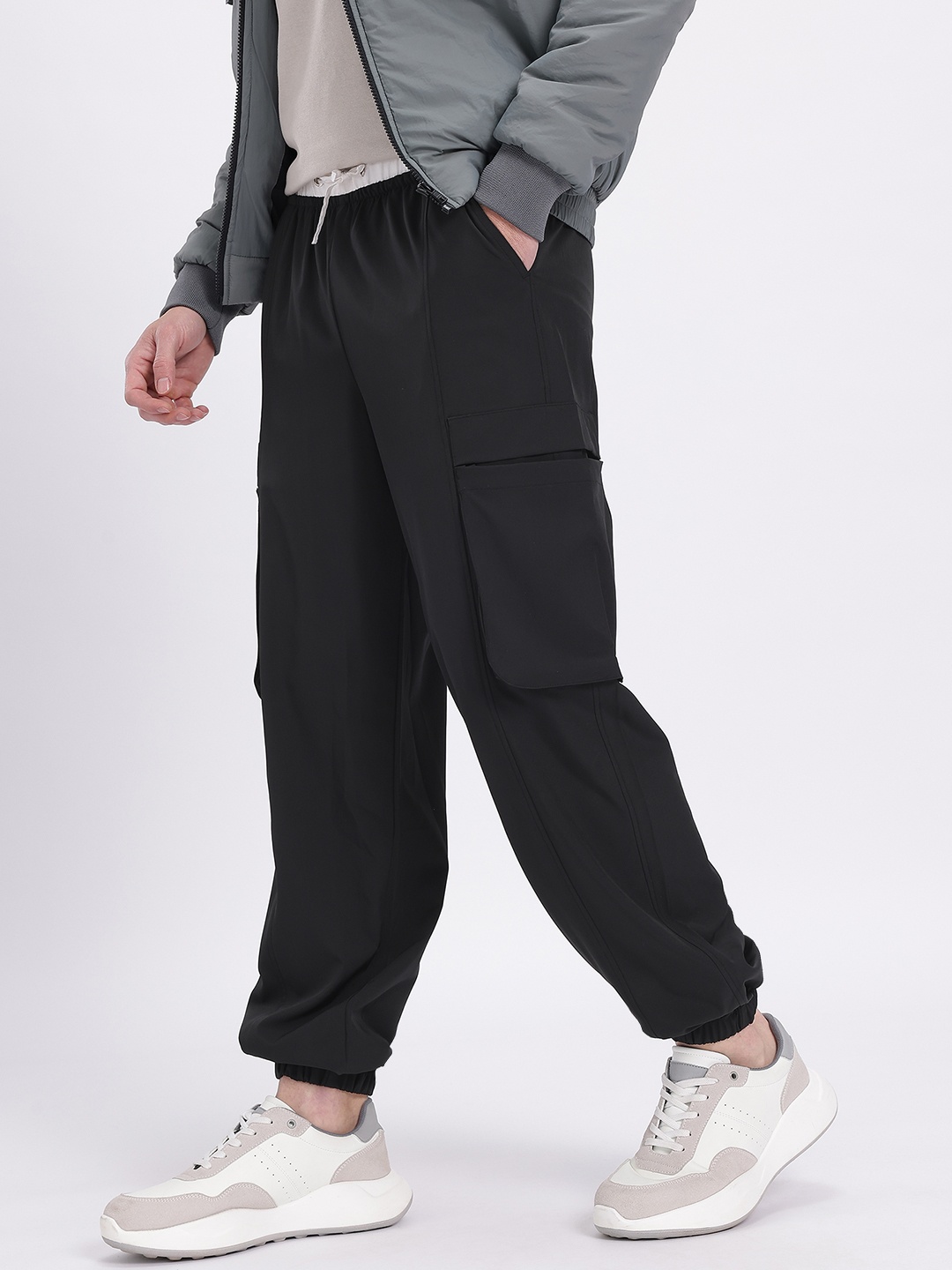 

glitchez Men Street Slouch Baggy Fit Cargo Style Trouser, Black