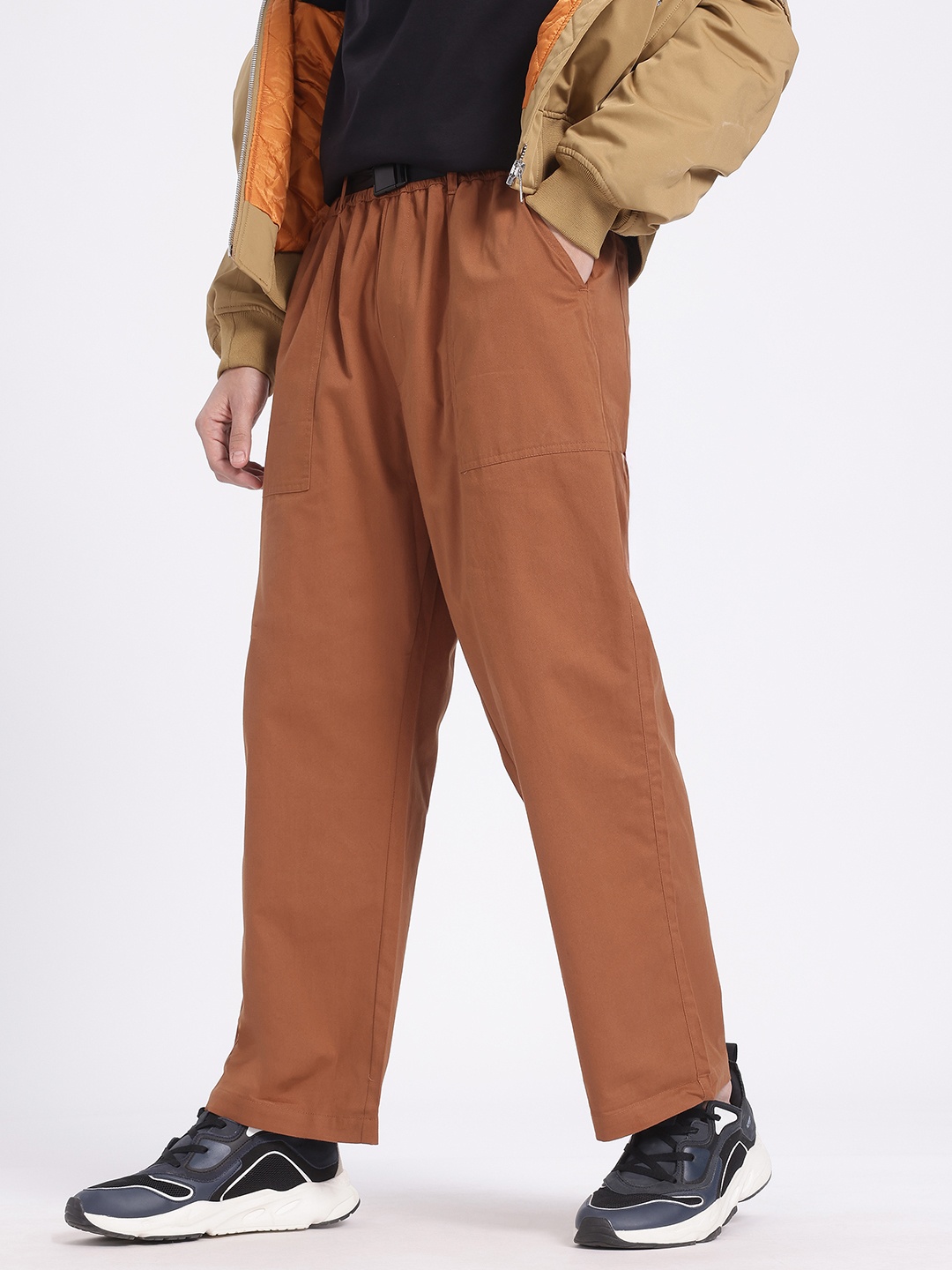 

glitchez Men Woodland Drift Pure Cotton Trousers, Brown