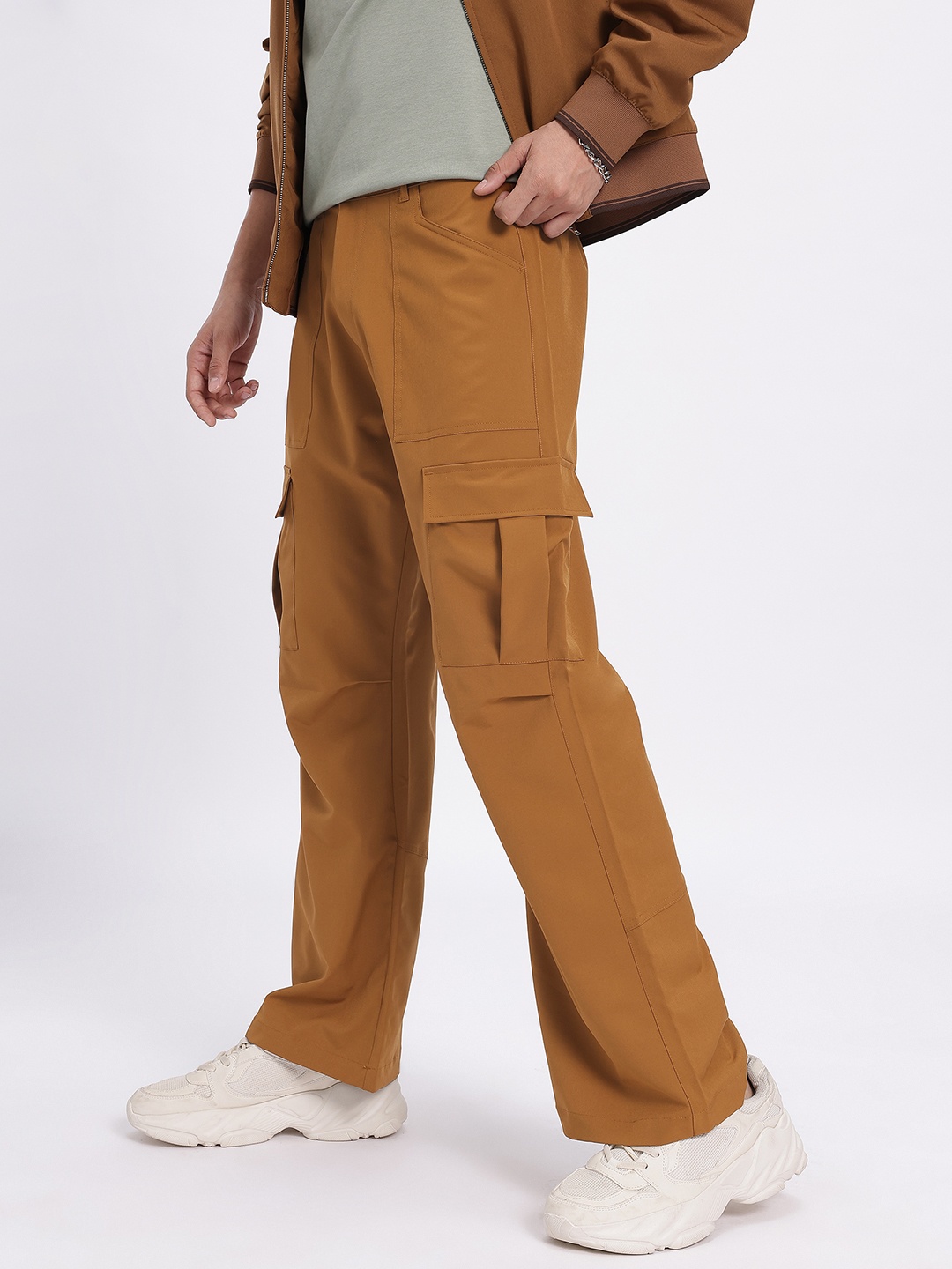 

glitchez Men Comfort Mode Relaxed Fit Cargo Style Trouser, Rust