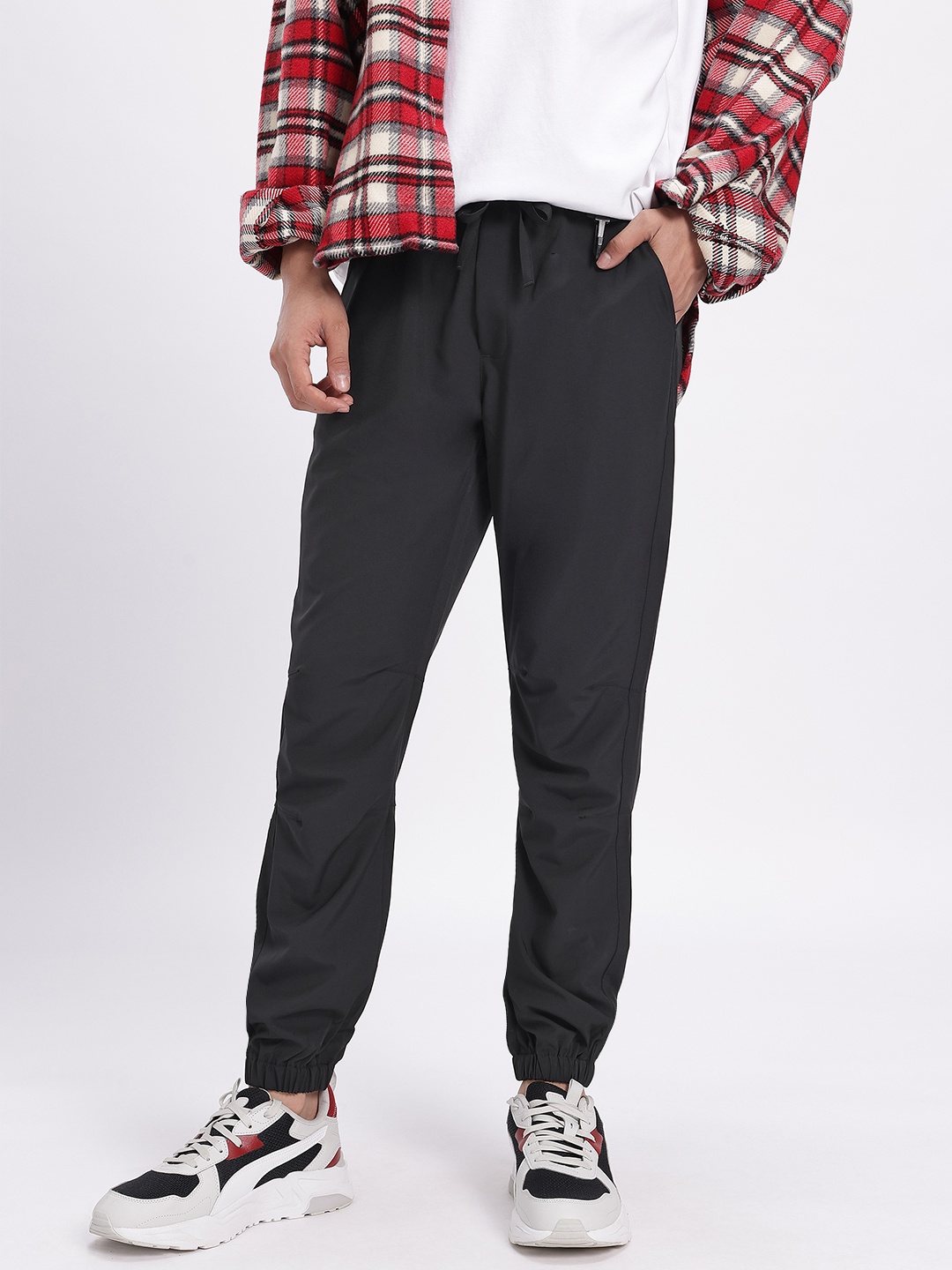 

glitchez Men Casual Flex Relaxed Fit Trouser, Black