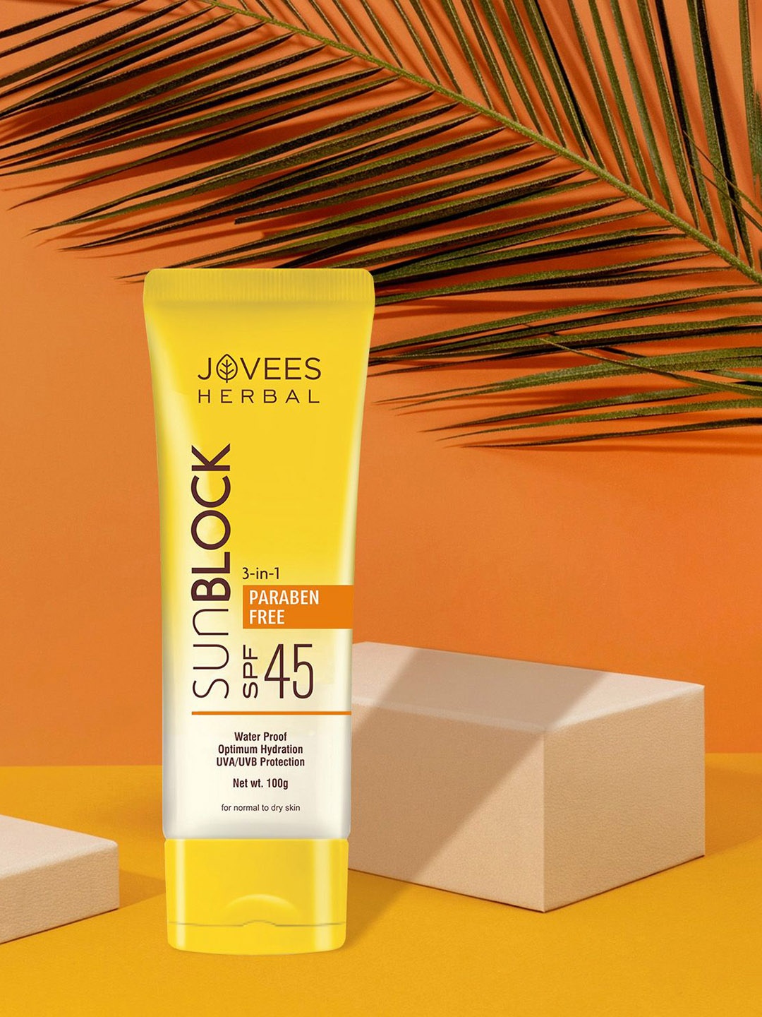 

Jovees Herbal Sun Block Water Proof Sunscreen With SPF 45- 100 g, White