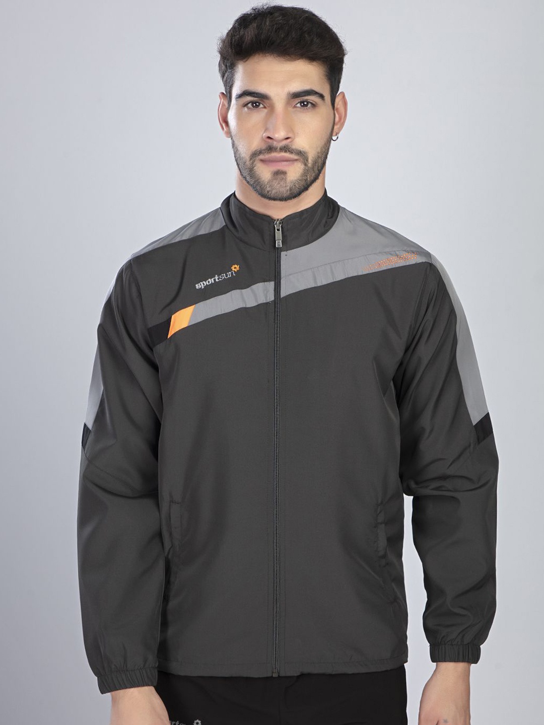 

SPORT SUN Men Mock Collar Striped Sports Lightweight Sporty Jacket, Green