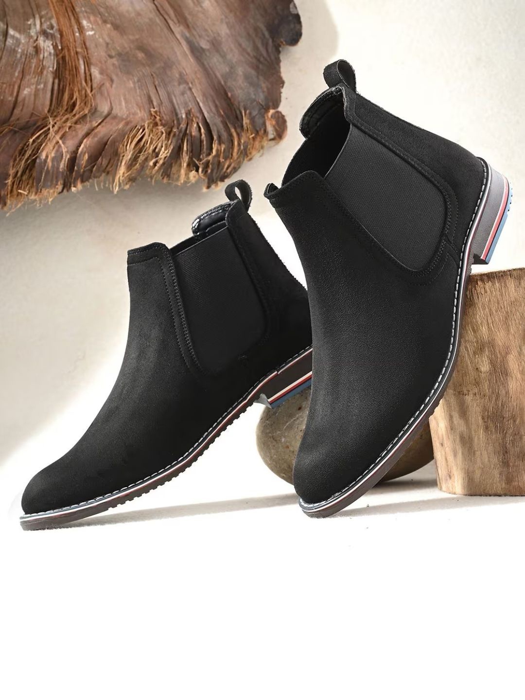 

FOXYFOOT Men Slip On Chelsea Boots, Black