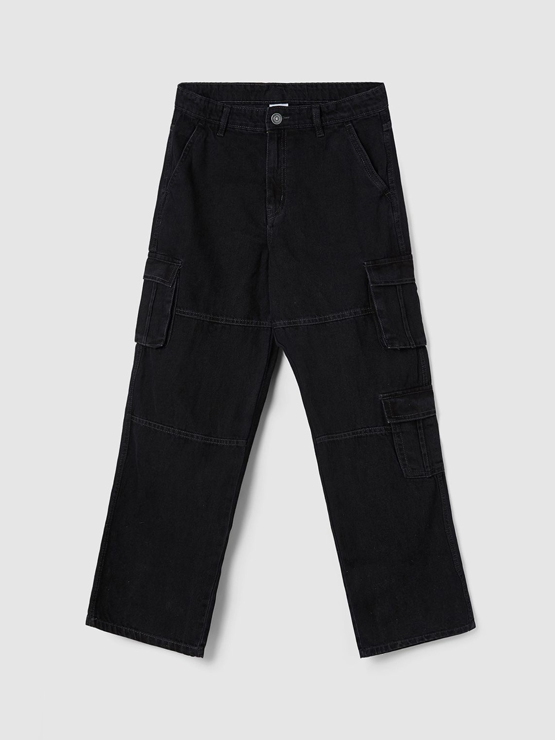 

max Boys Slash Knee Mid-Rise Jeans, Black