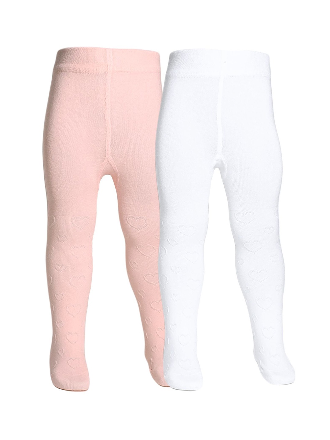 

THE LITTLE LOOKERS Girls Set of 2 Self Design Stockings, Pink