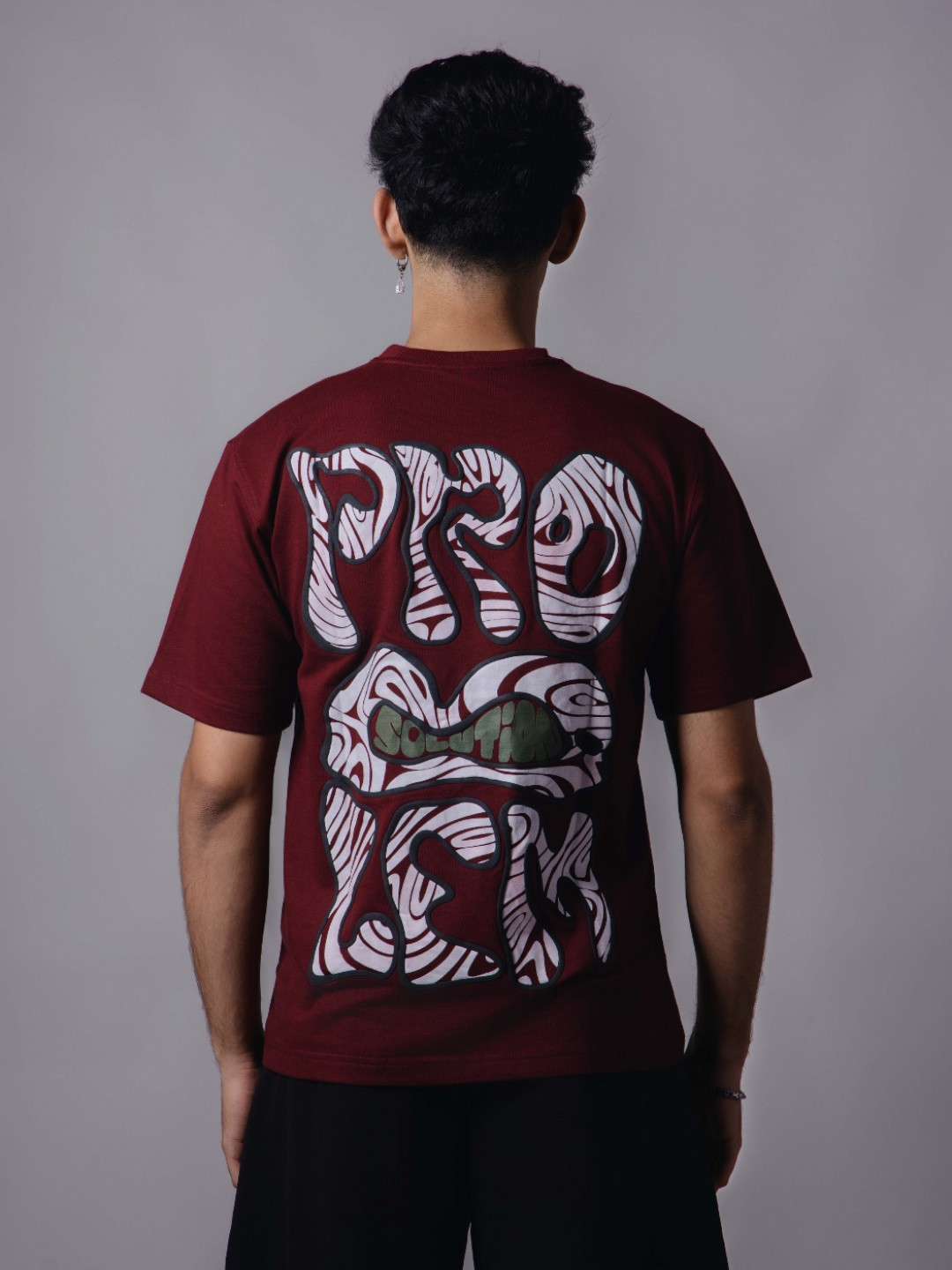 

HOP HEAD Men Typography Printed Round Neck Boxy Fit Cotton T-shirt, Burgundy