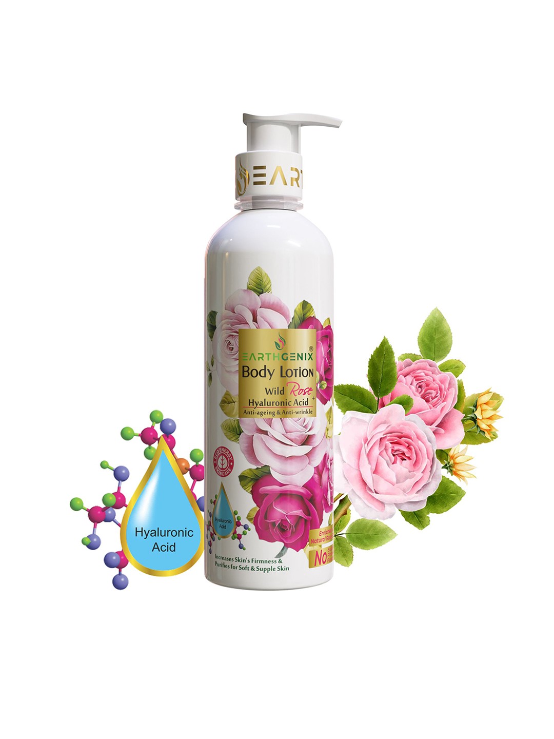 

Earthgenix Wild Rose Body Lotion with Hyaluronic Acid - 300 ml, White