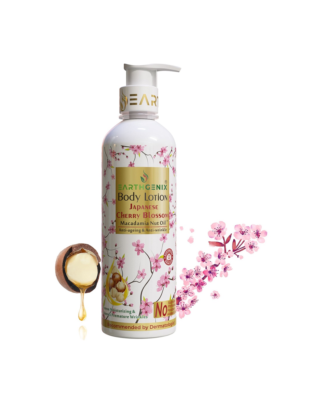

Earthgenix Japanese Cherry Blossom & Macadamia Nut Oil Body Lotion- 500 ml, White