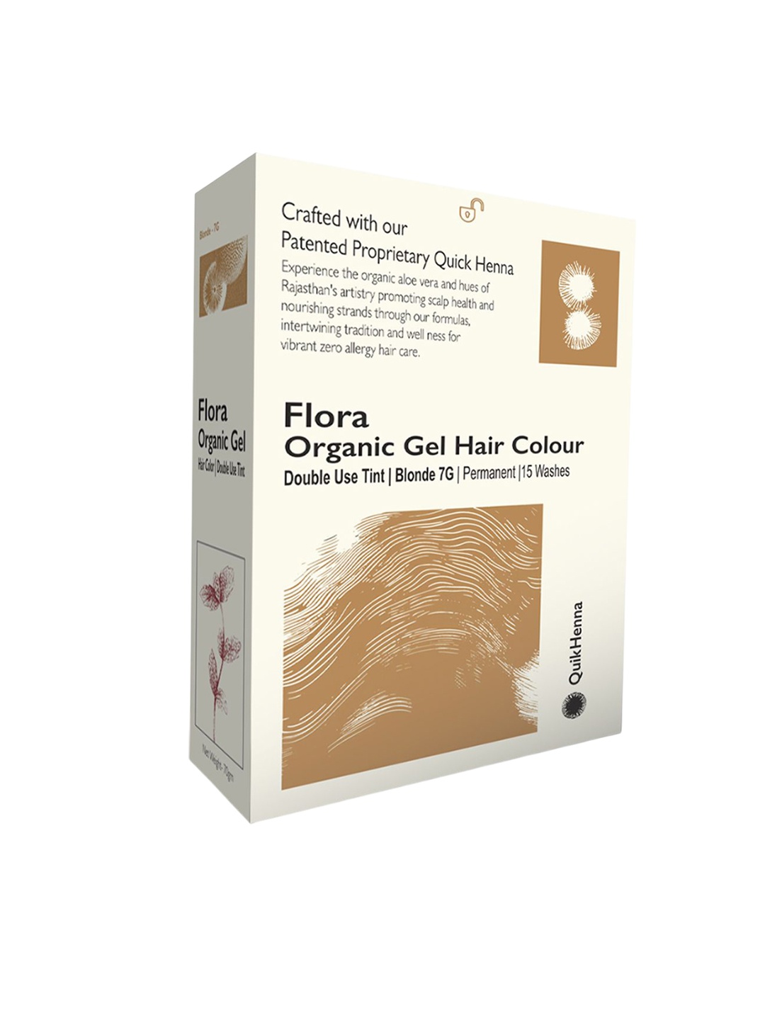 

QUIKHENNA Flora Organic Gel Double Use Tint Hair Color - 70 g Blonde 7G, Brown