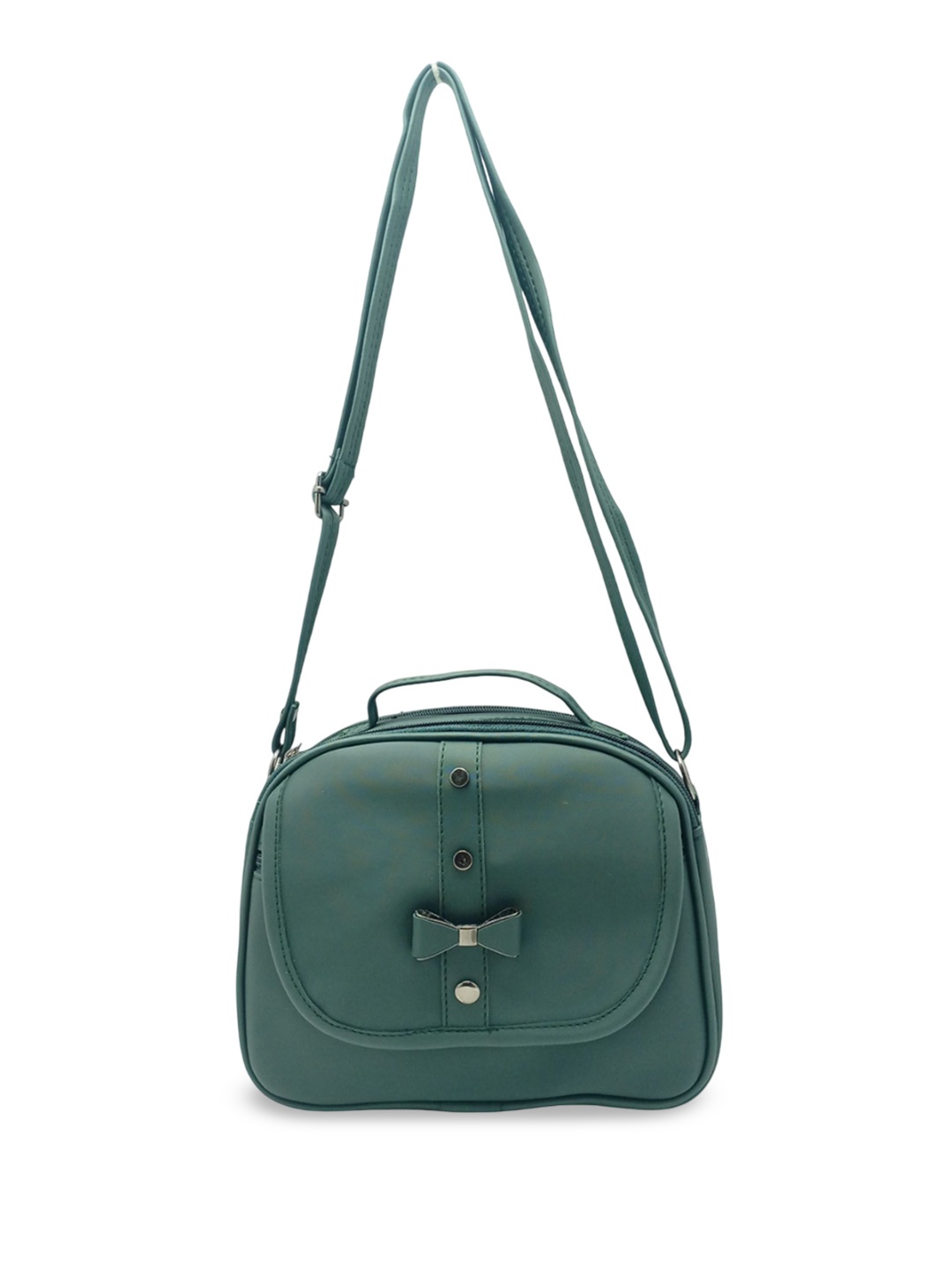 

Esmoda Women Solid Structured Sling Bag, Green