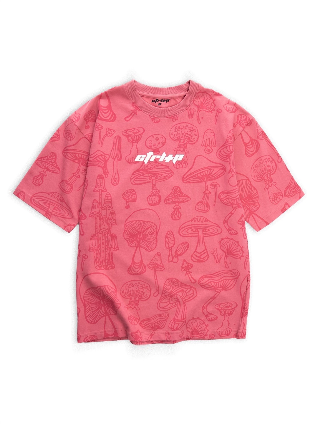 

CTRL+P Unisex Graphic Printed Round Neck Cotton Relaxed Fit T-shirt, Pink