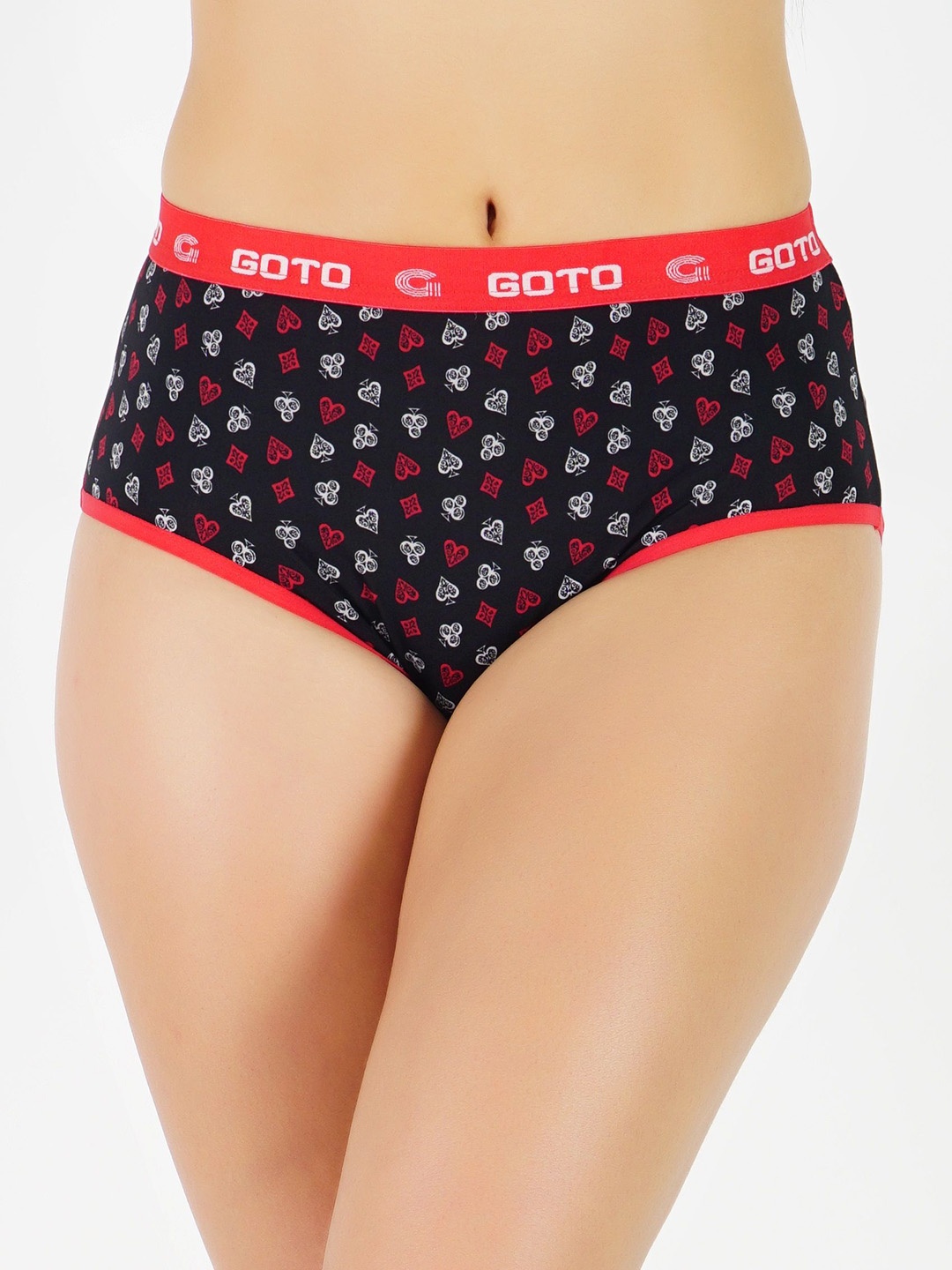 

GOTO Printed Hipster Briefs Nylon Print Outer elastic hipister red