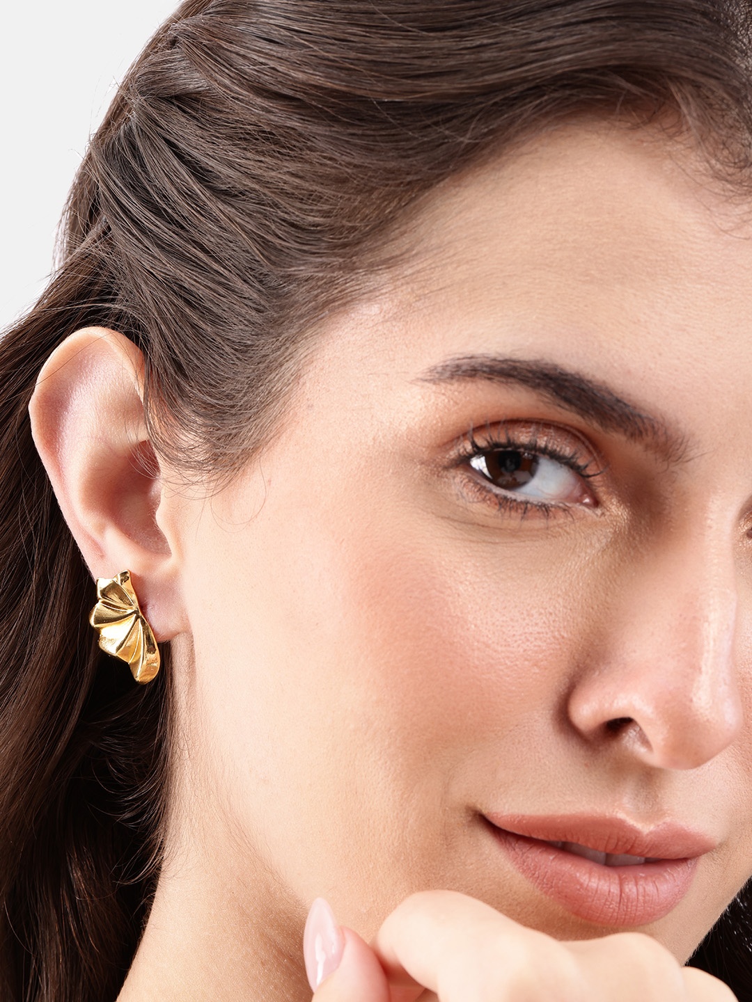 

DressBerry Floral Shaped Drop Earrings, Gold