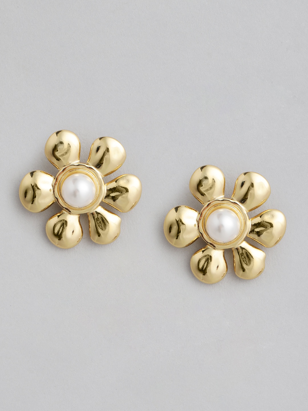 

DressBerry Floral Studs Earrings, Gold