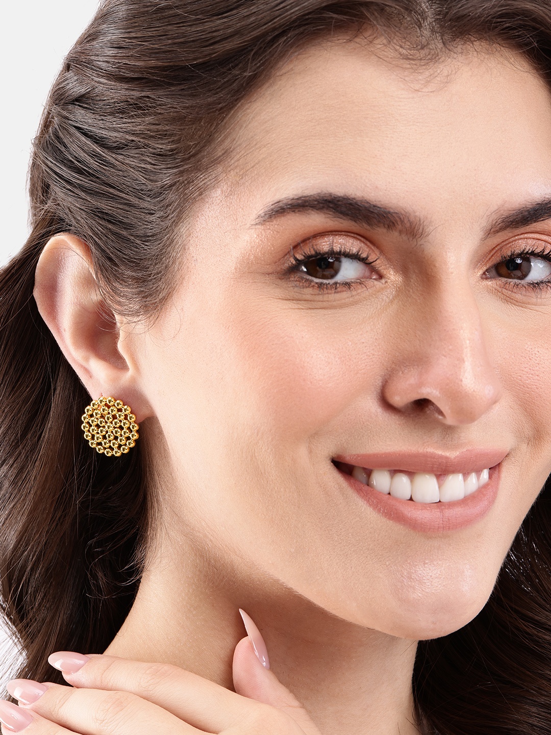 

DressBerry Circular Studs Earrings, Gold
