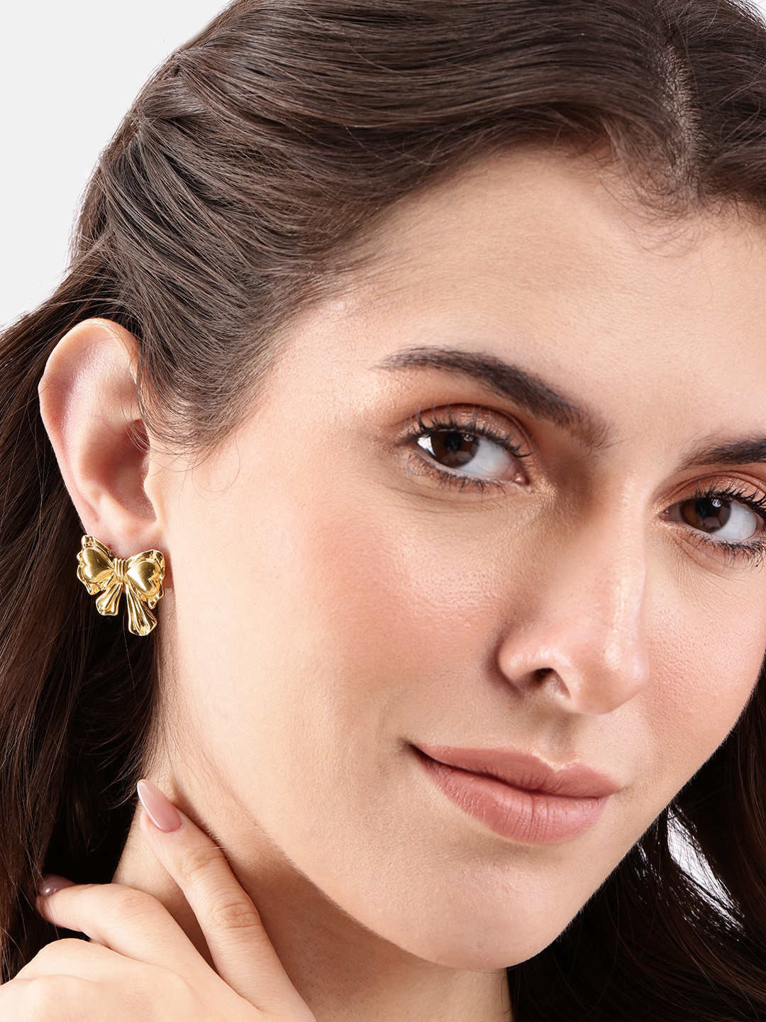 

DressBerry Bow Shaped Drop Earrings, Gold