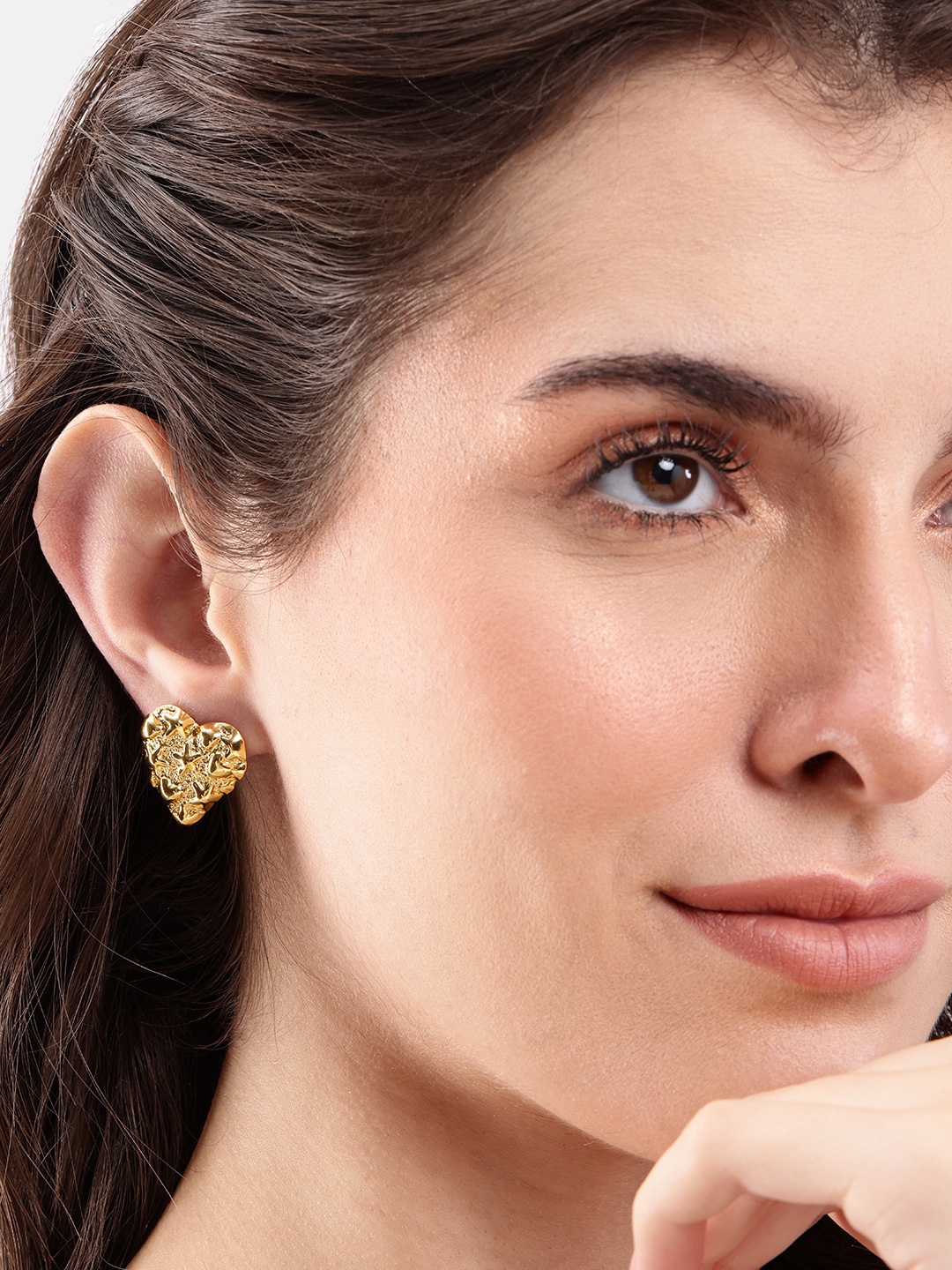 

DressBerry Heart Shaped Drop Earrings, Gold