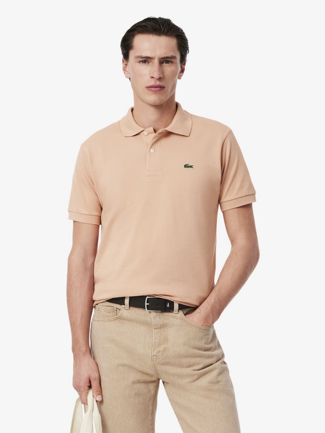 

Lacoste Men Solid Polo Collar Cotton T-shirt, Peach