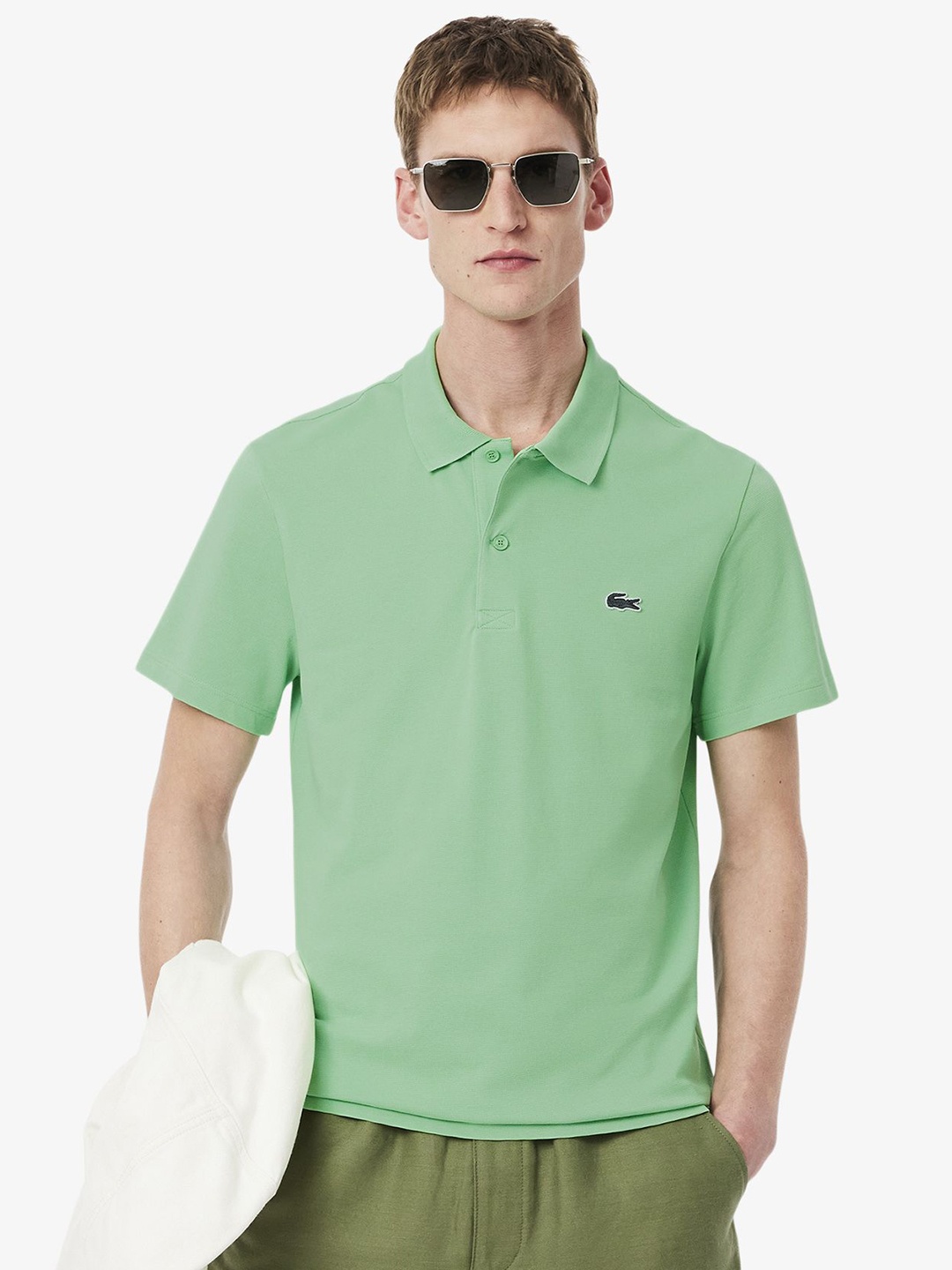 

Lacoste Men Solid Polo Collar Cotton T-shirt, Green