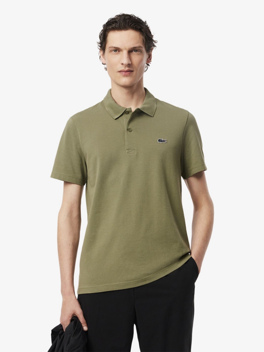 

Lacoste Men Solid Polo Collar Cotton T-shirt, Olive