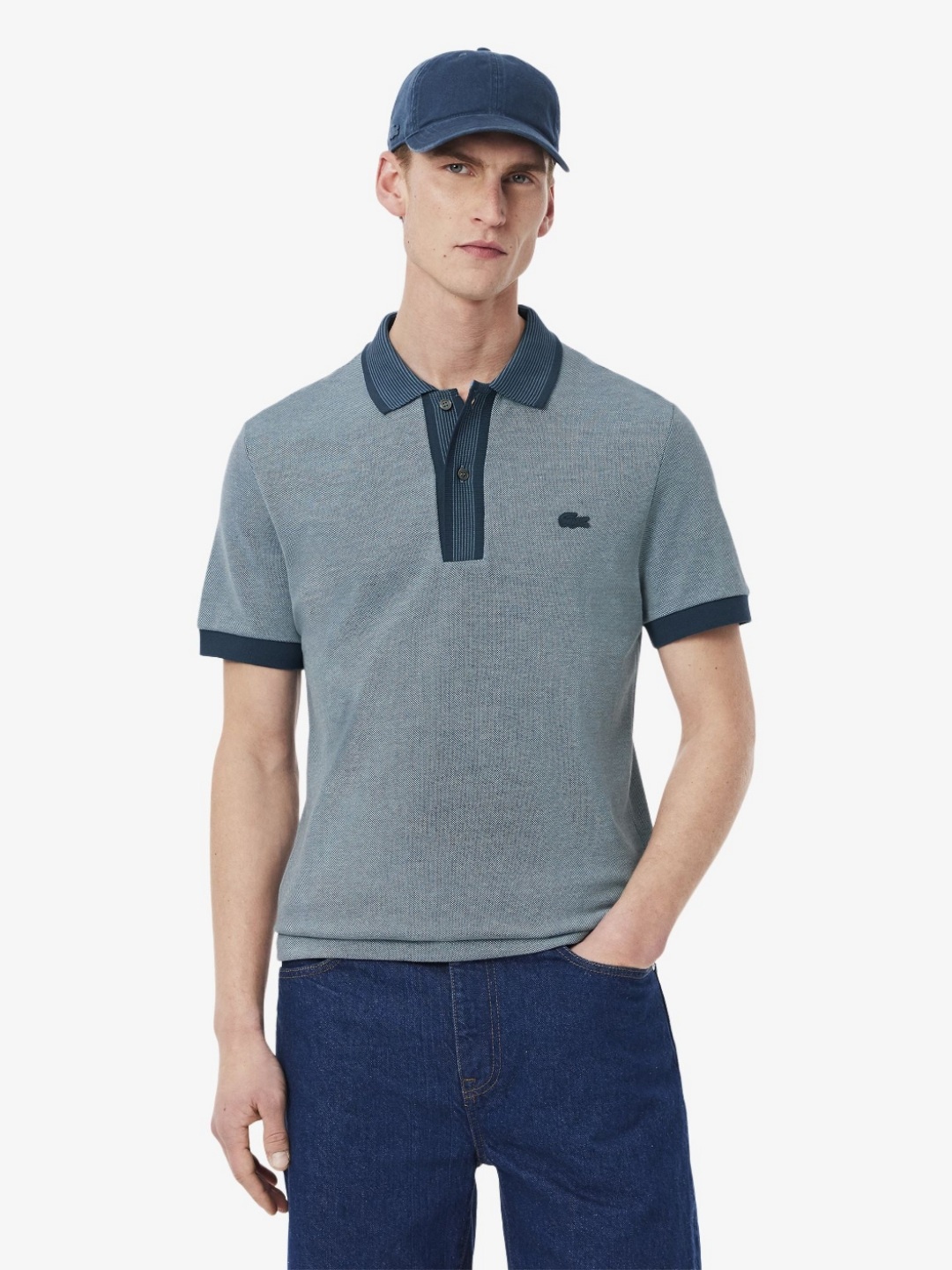 

Lacoste Men Solid Polo Collar Cotton T-shirt, Blue