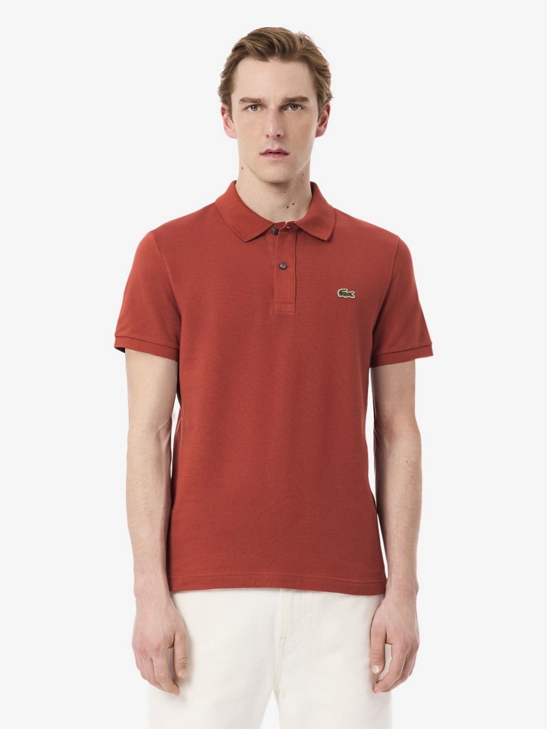 

Lacoste Men Solid Polo Collar Cotton T-shirt, Orange