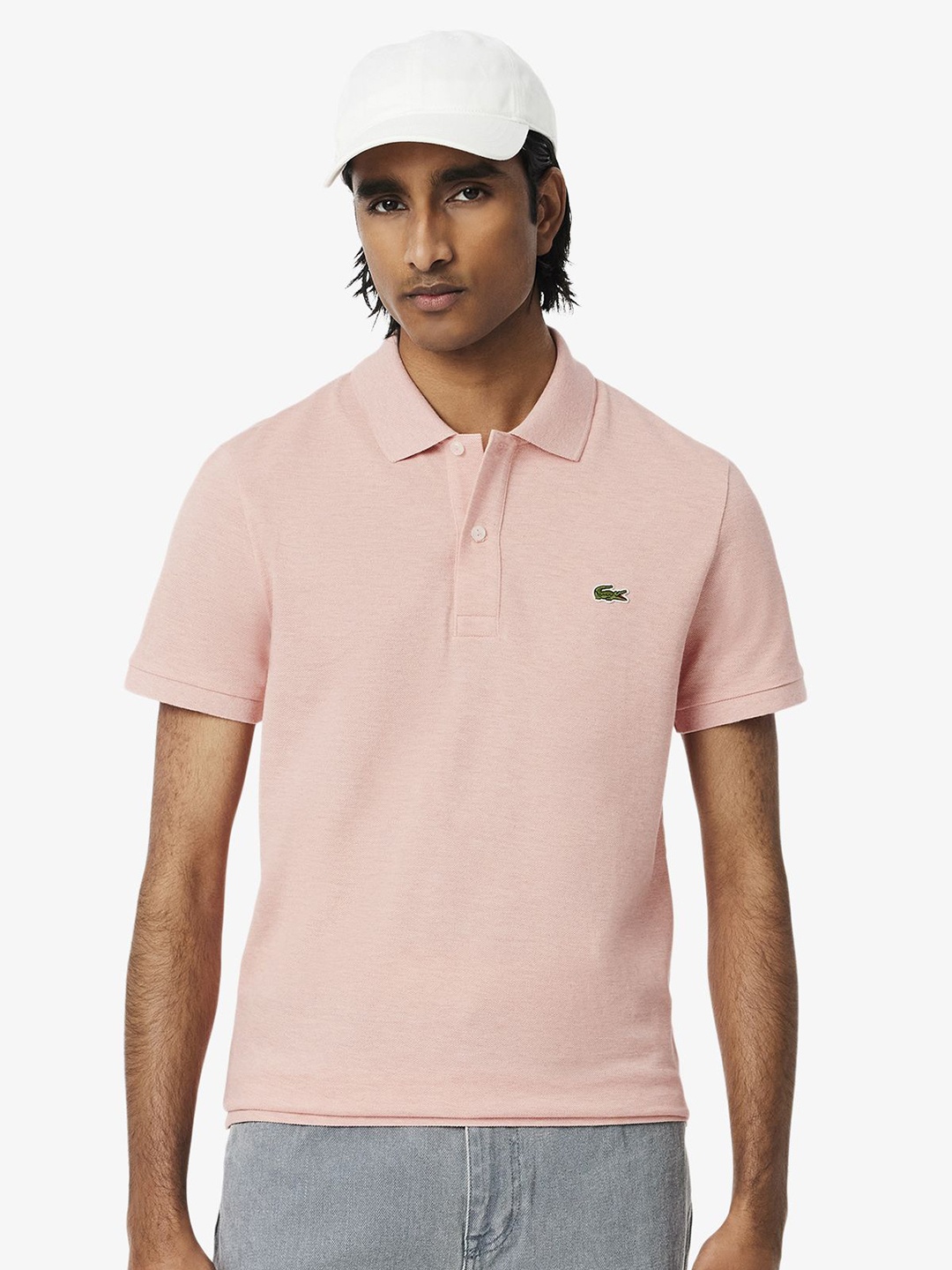 

Lacoste Men Solid Polo Collar Cotton T-shirt, Pink