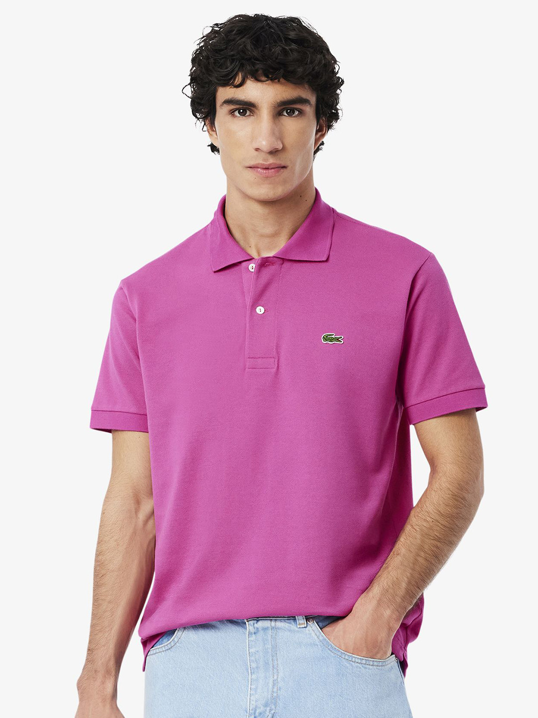 

Lacoste Men Solid Polo Collar Cotton T-shirt, Pink