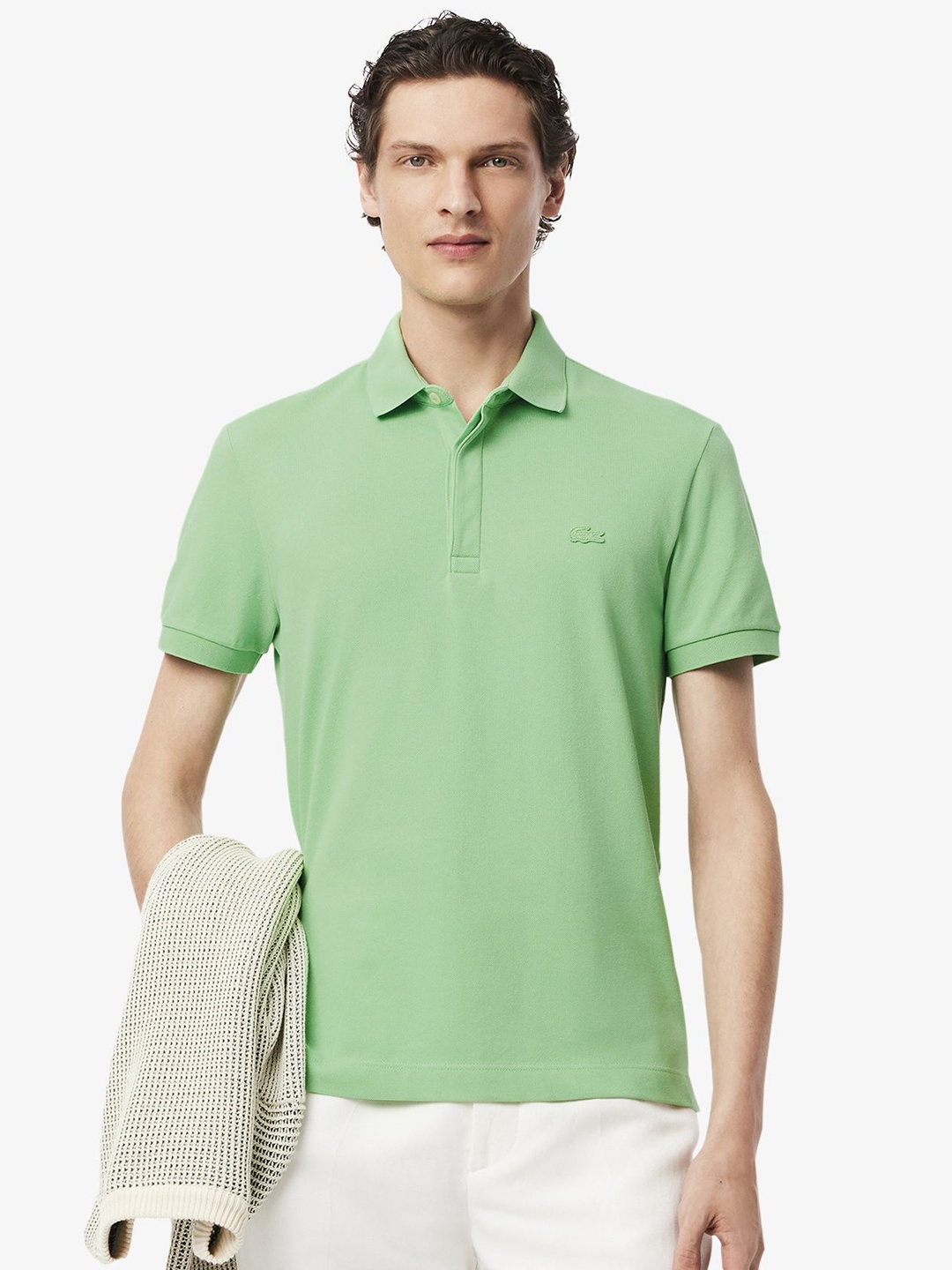 

Lacoste Men Solid Polo Collar Cotton T-shirt, Green