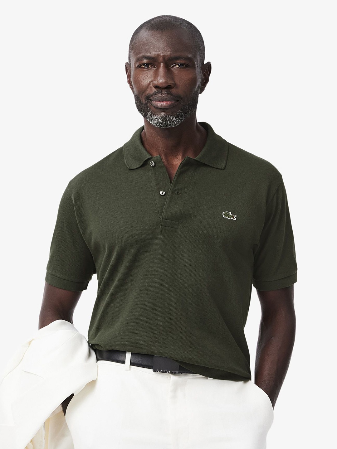

Lacoste Men L.12.12 Solid Polo Collar Cotton T-shirt, Olive