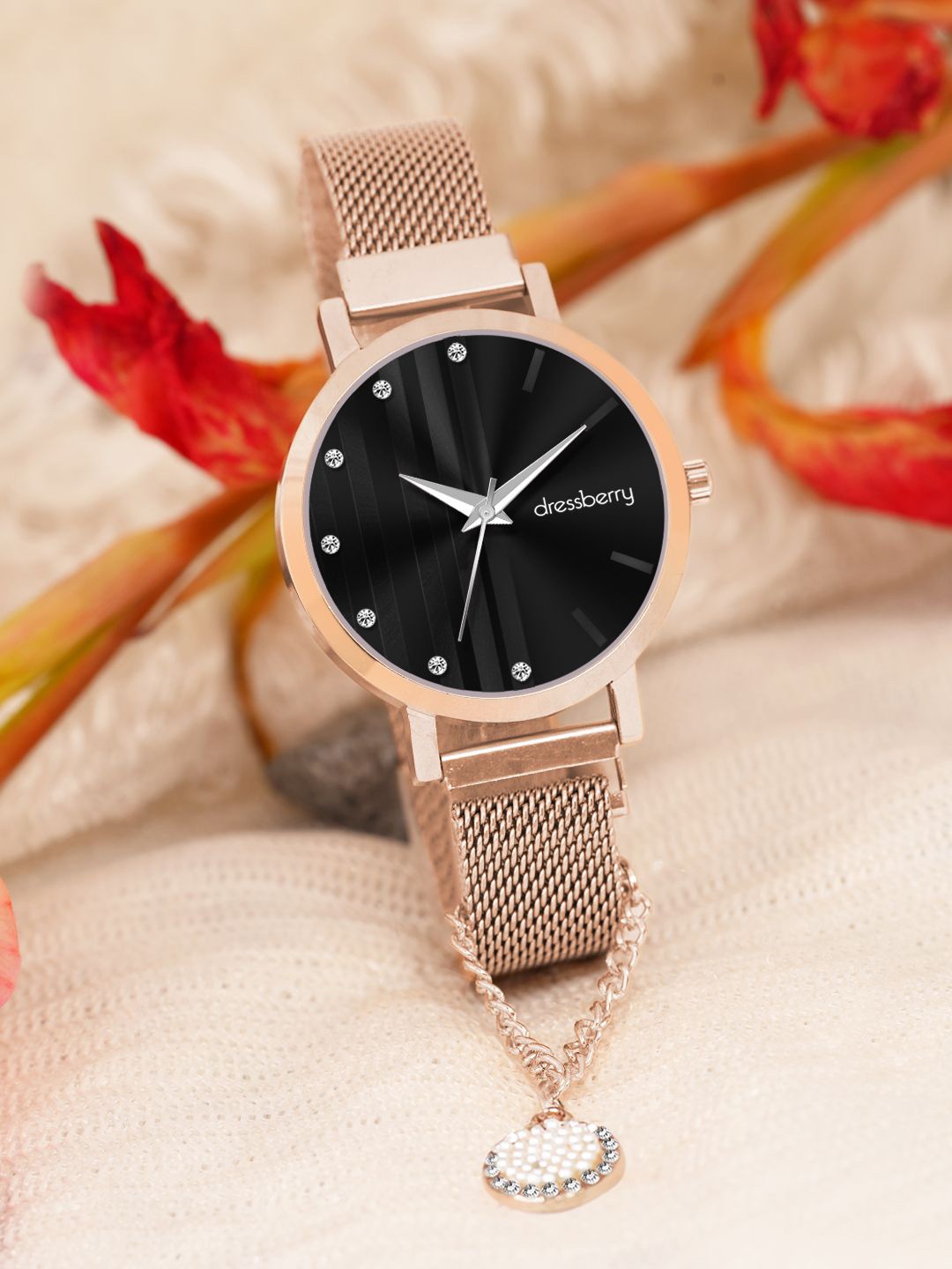 

DressBerry Women Analogue Watch Charm Gift Set DBWJ24 Set-45, Rose gold