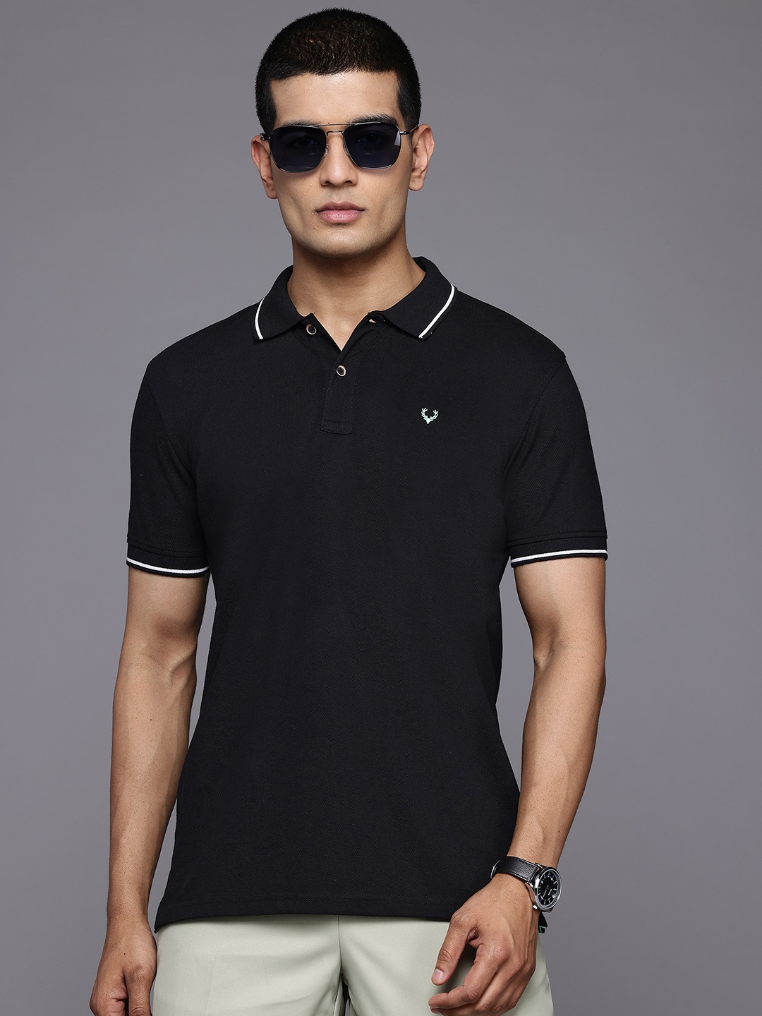 

Allen Solly Men Polo Collar T-shirt, Black